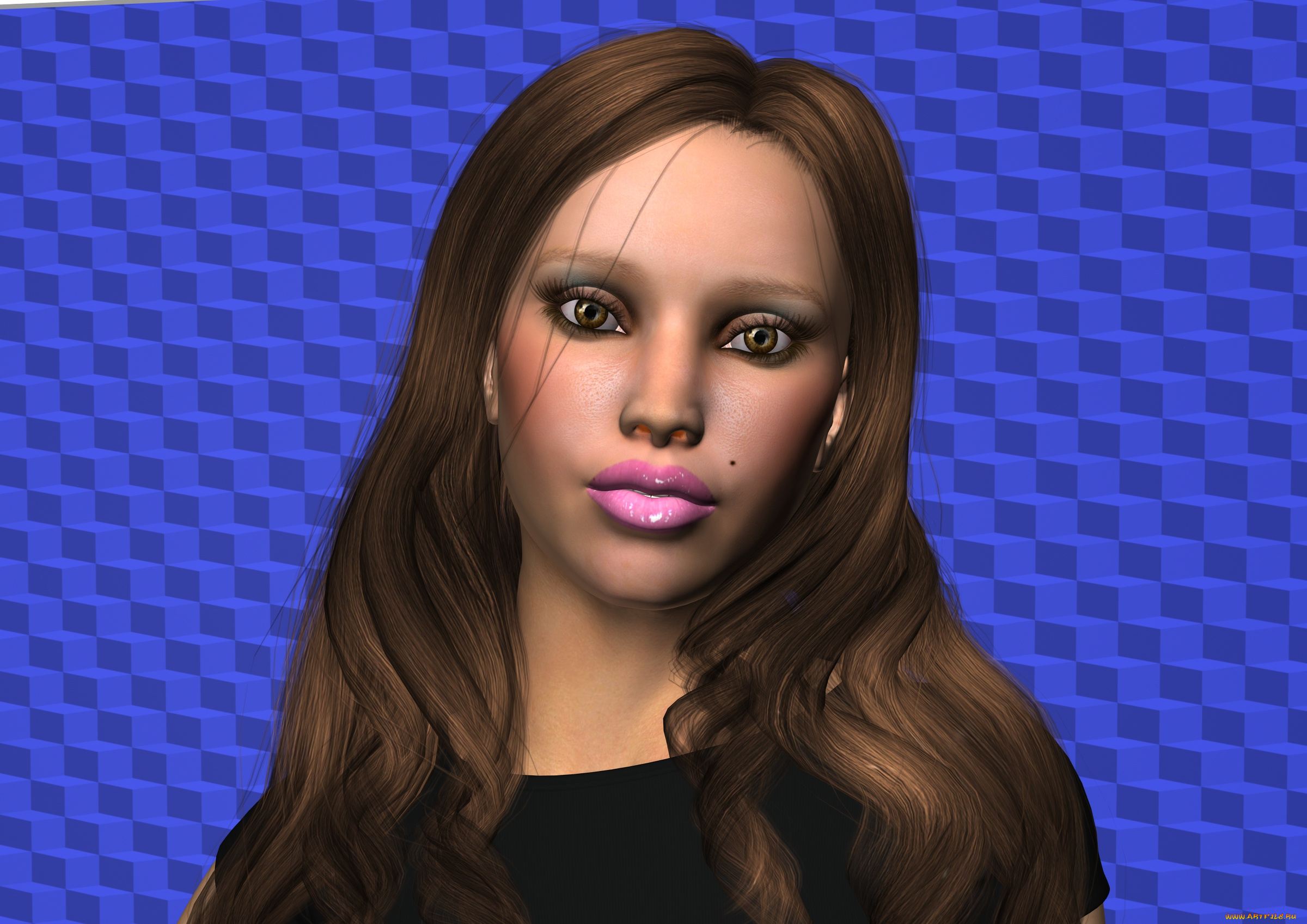 3д, графика, портрет, , portraits, фон, взгляд, девушка