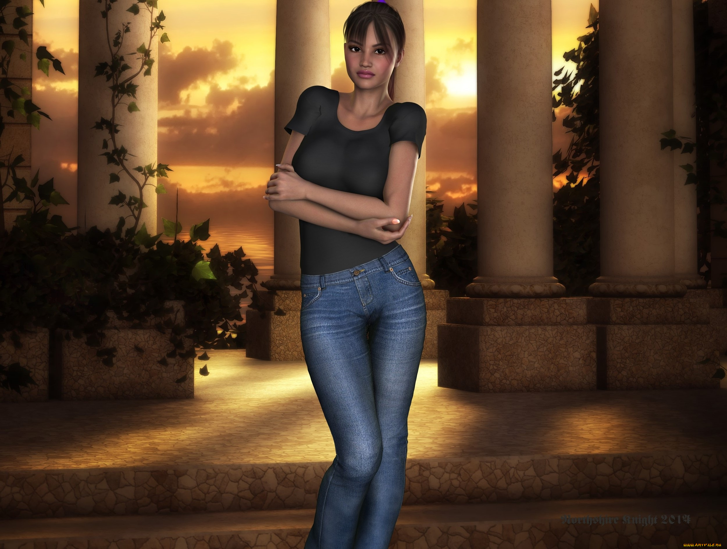 3д, графика, люди, , people, девушка, фон, взгляд