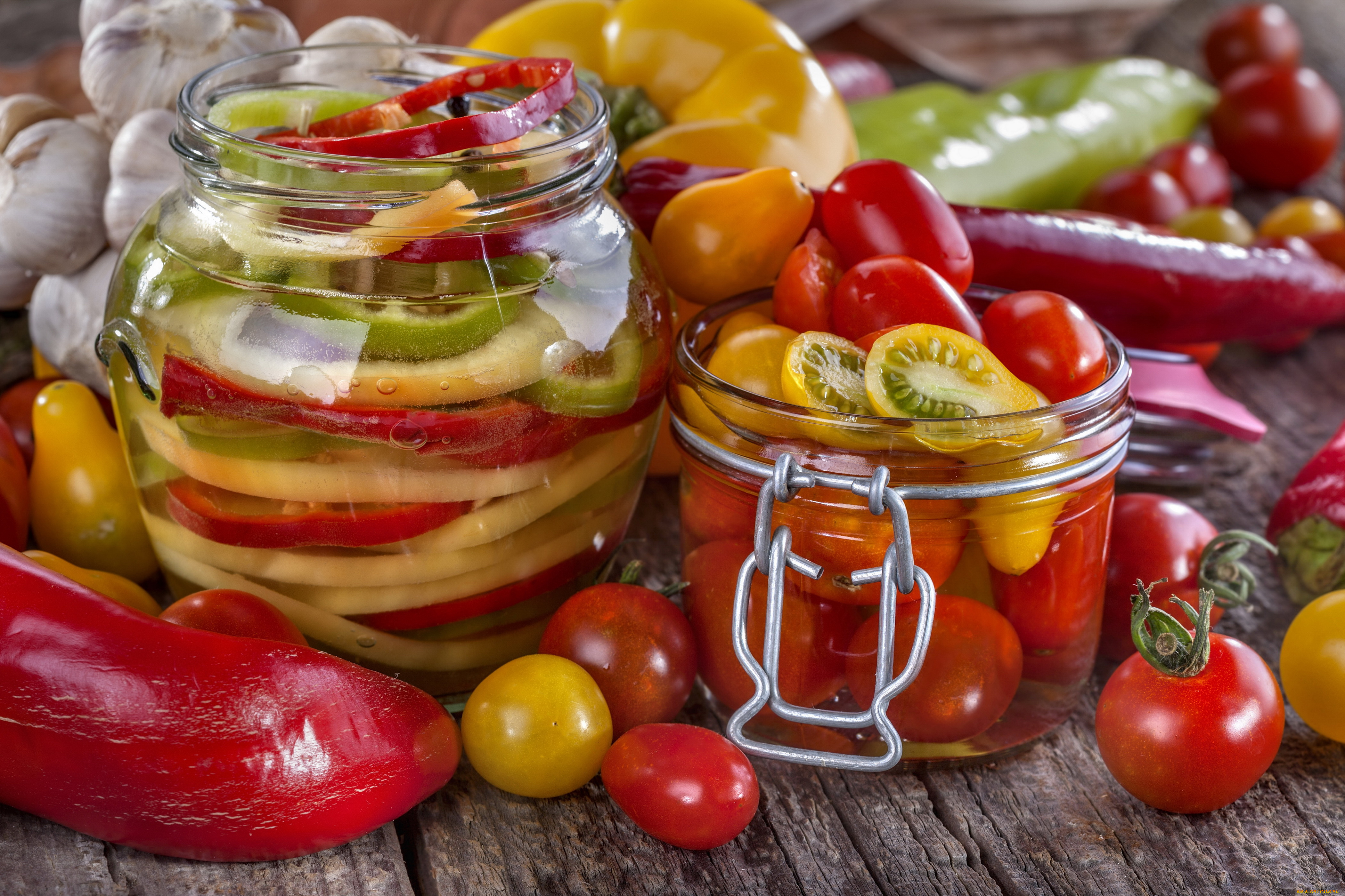 еда, консервация, перец, помидоры, овощи