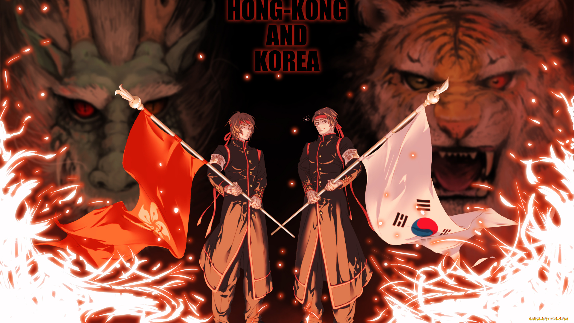 аниме, hetalia, , axis, powers, флаги, парни, арт