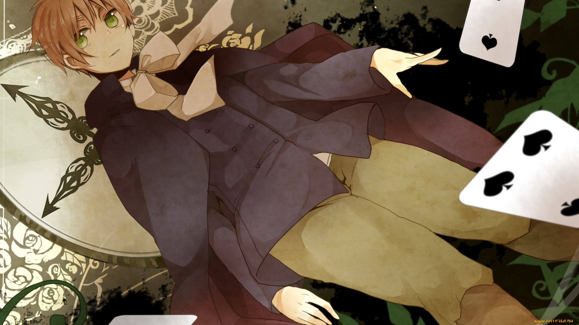 аниме, hetalia, , axis, powers, парень, карты