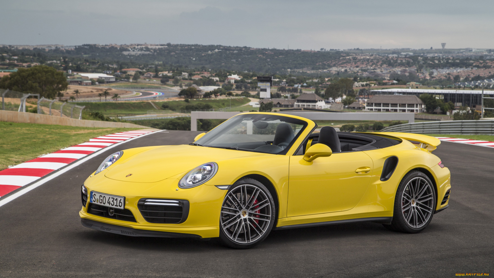 автомобили, porsche, желтый, 2016г, cabriolet, turbo, 991, 911