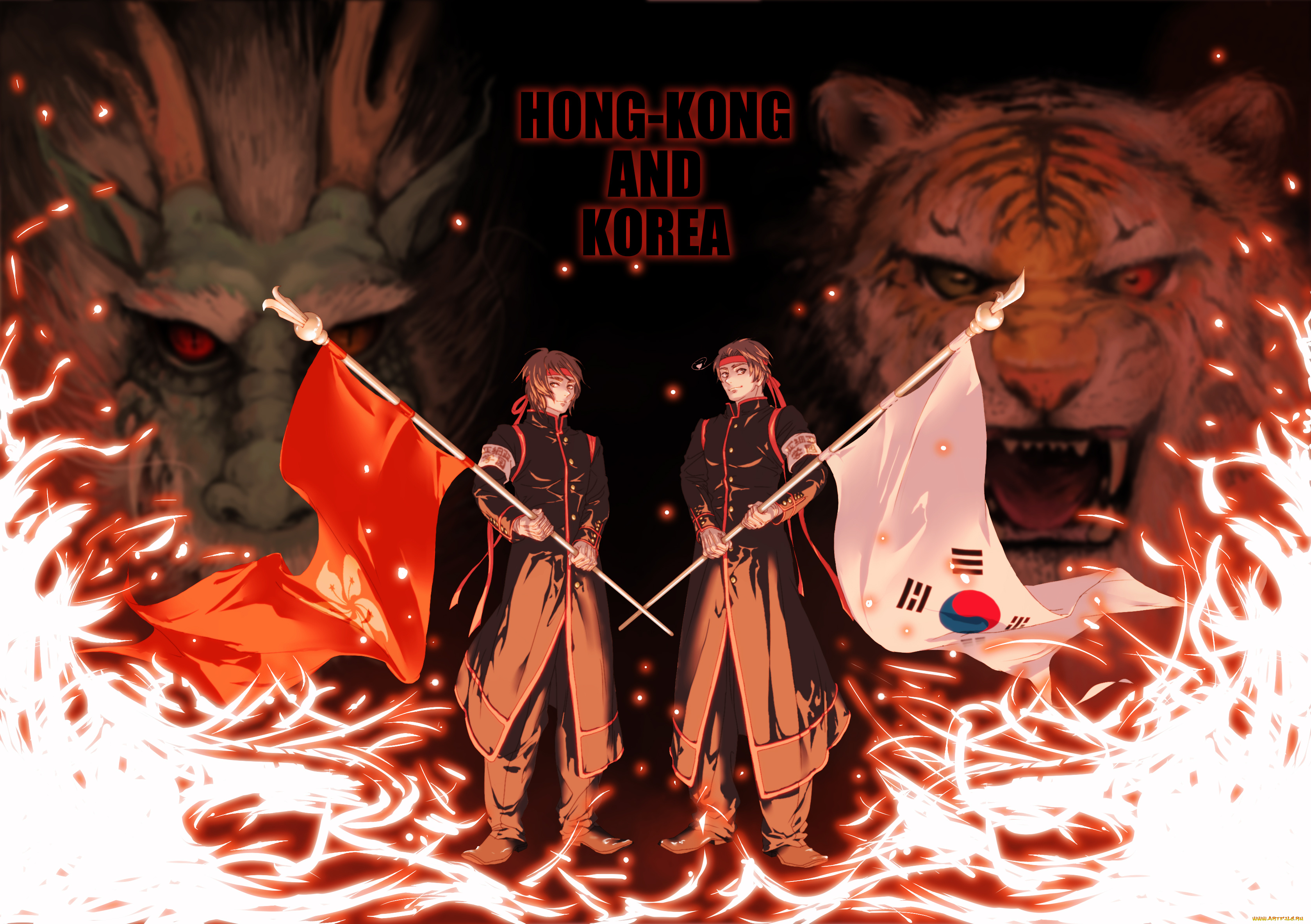 аниме, hetalia, , axis, powers, флаги, парни, арт