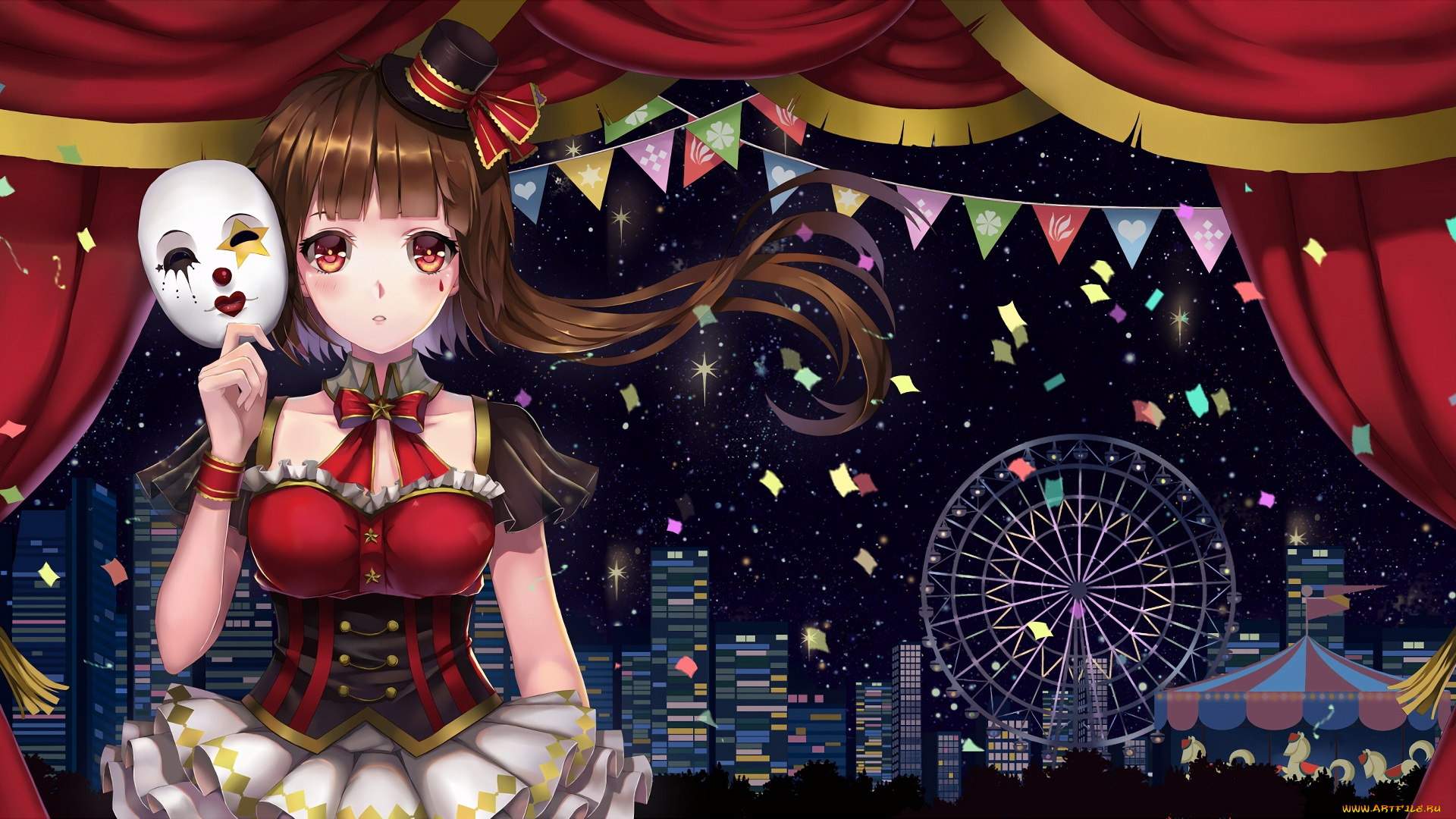 аниме, unknown, , другое, фон, взгляд, девушка