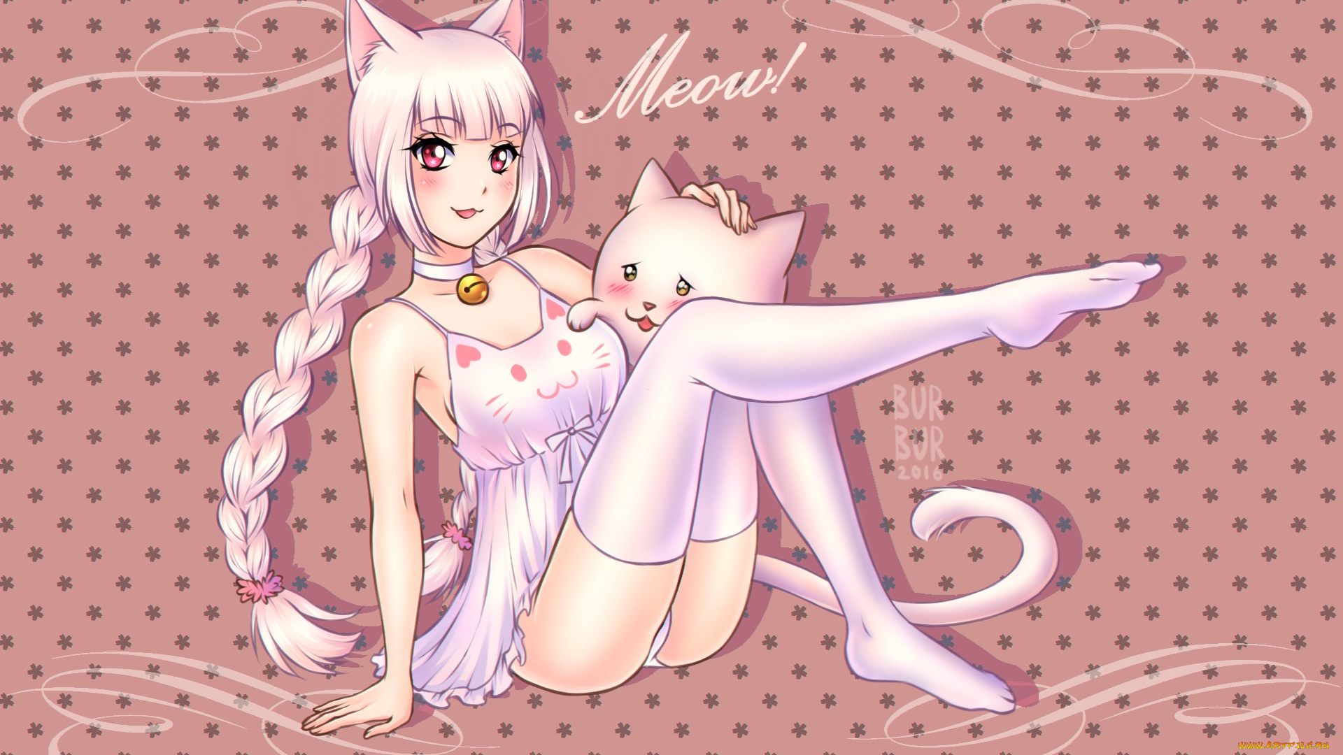 аниме, животные, , существа, девушка, фон, взгляд