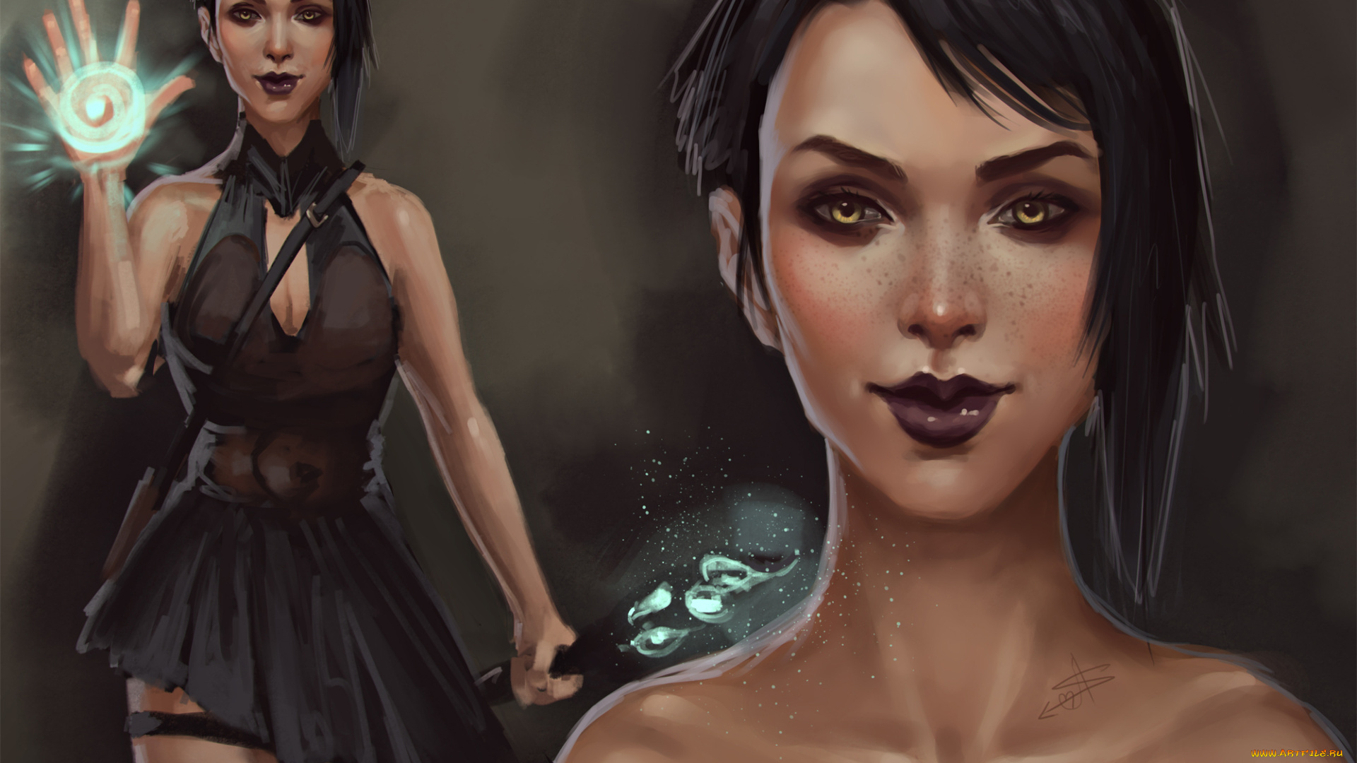 фэнтези, магия, девушка, взгляд, фон