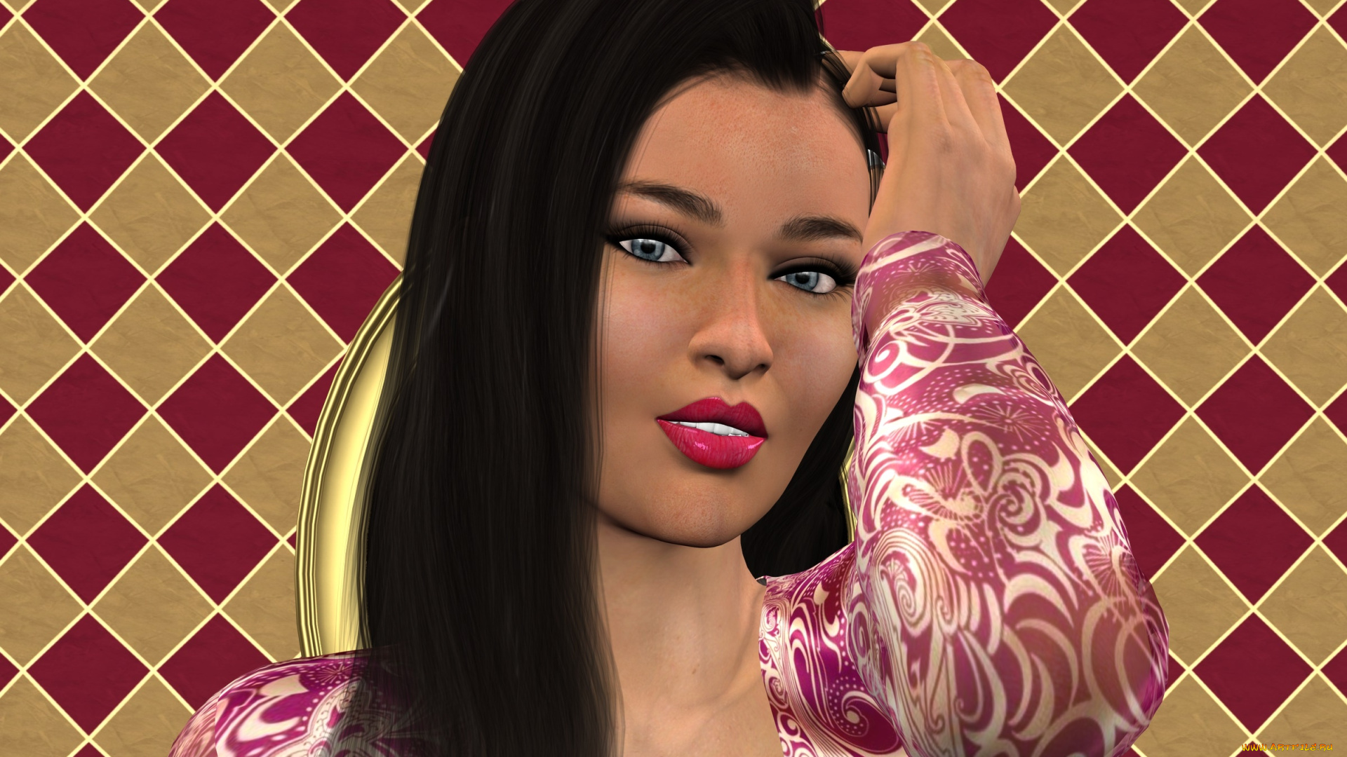 3д, графика, портрет, , portraits, девушка, фон, взгляд