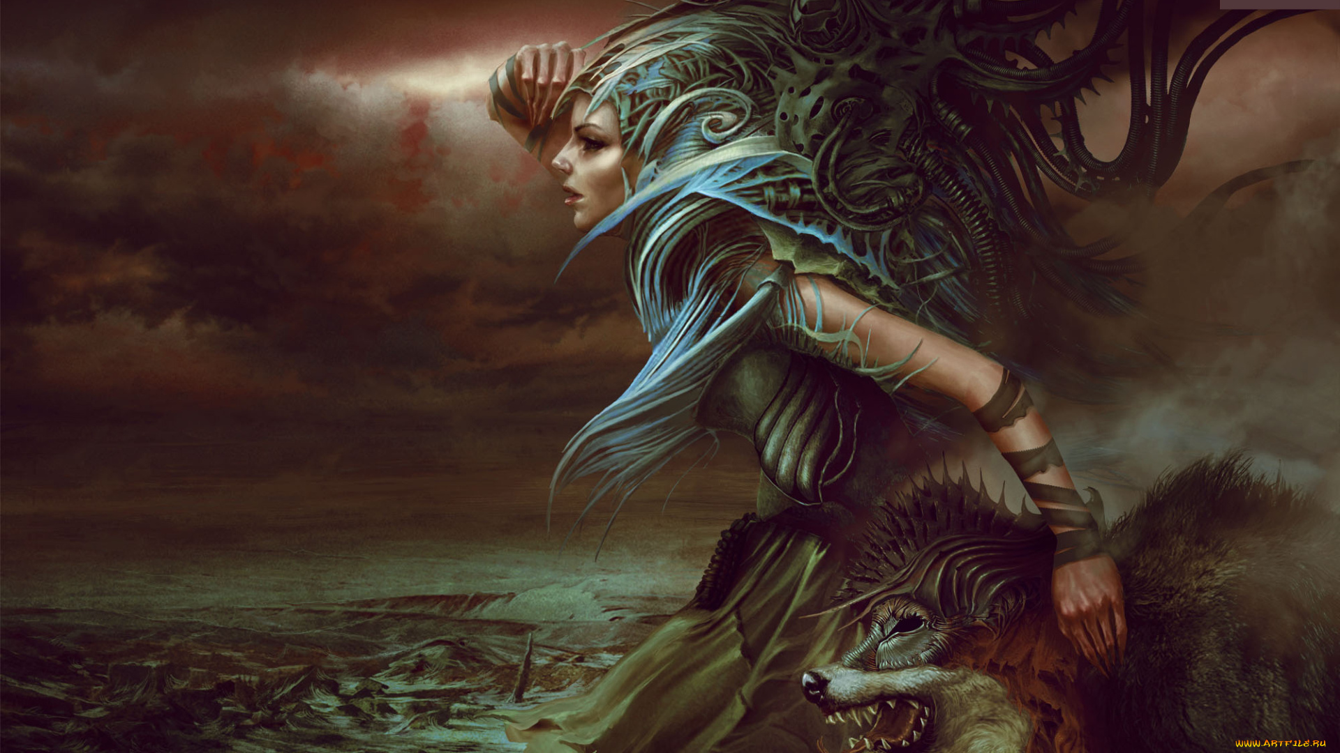 календари, фэнтези, животное, водоем, взгляд, лицо, девушка, 2018