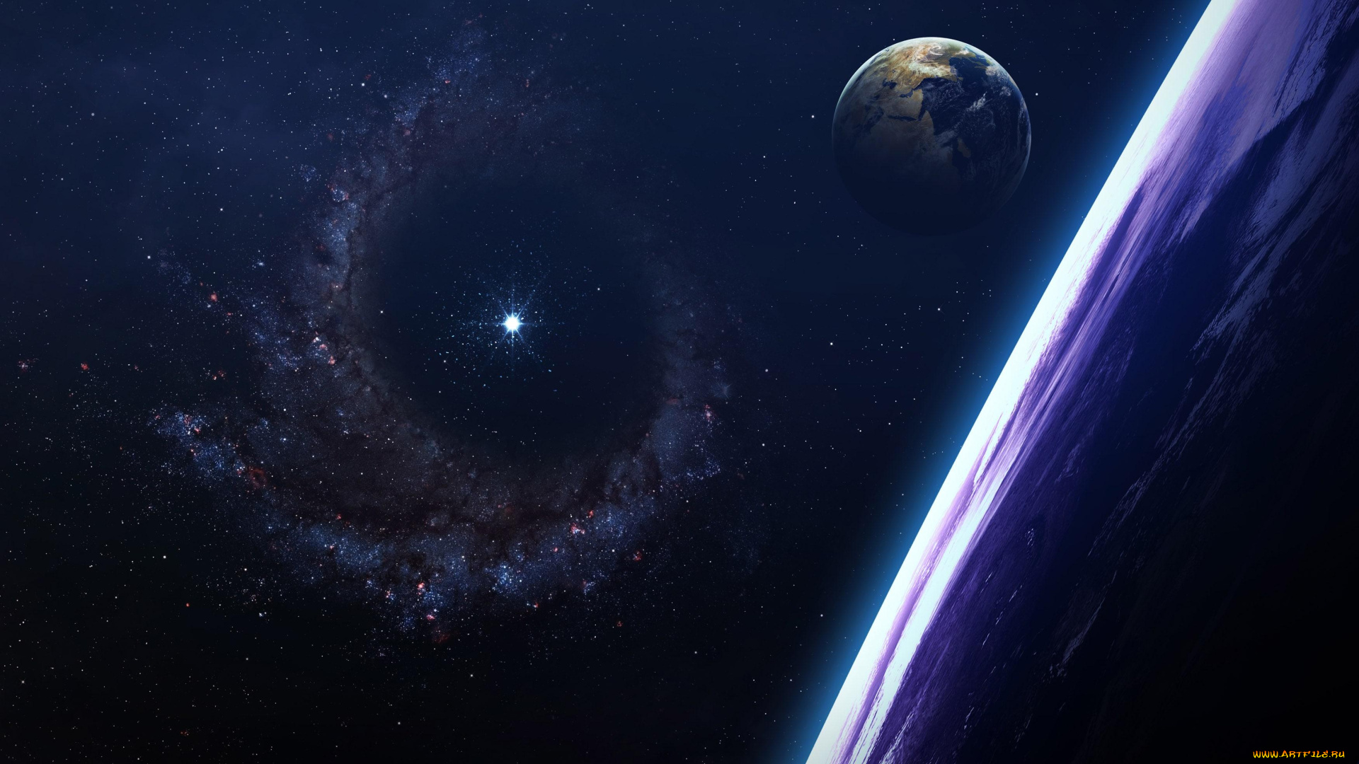 космос, арт, туманность, галактика, пространство, звезды, планеты