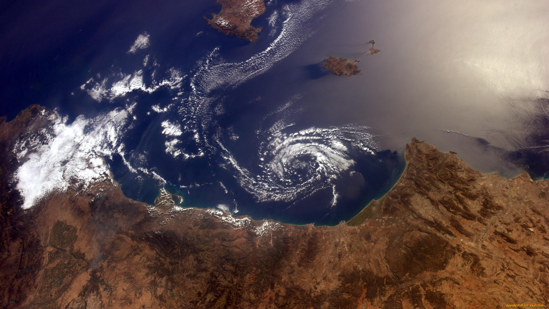 природа, побережье, океан, высота, суша, берег, острова, облака