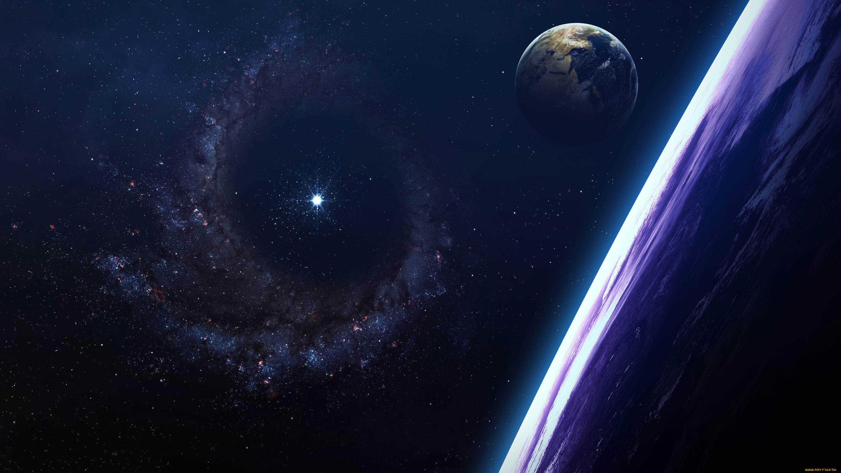 космос, арт, туманность, галактика, пространство, звезды, планеты