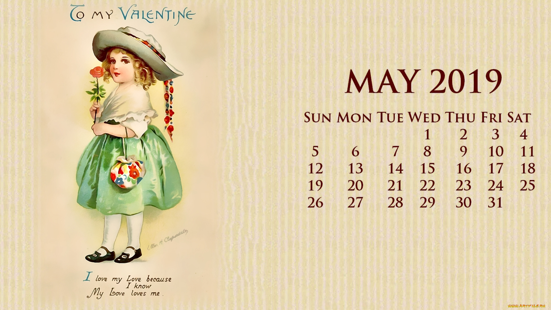 календари, рисованные, , векторная, графика, цветок, шляпа, девочка