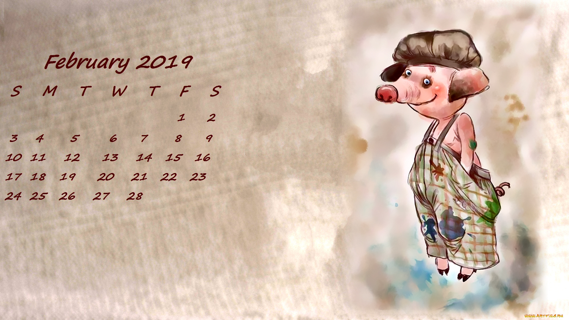 календари, рисованные, , векторная, графика, кепка, поросенок