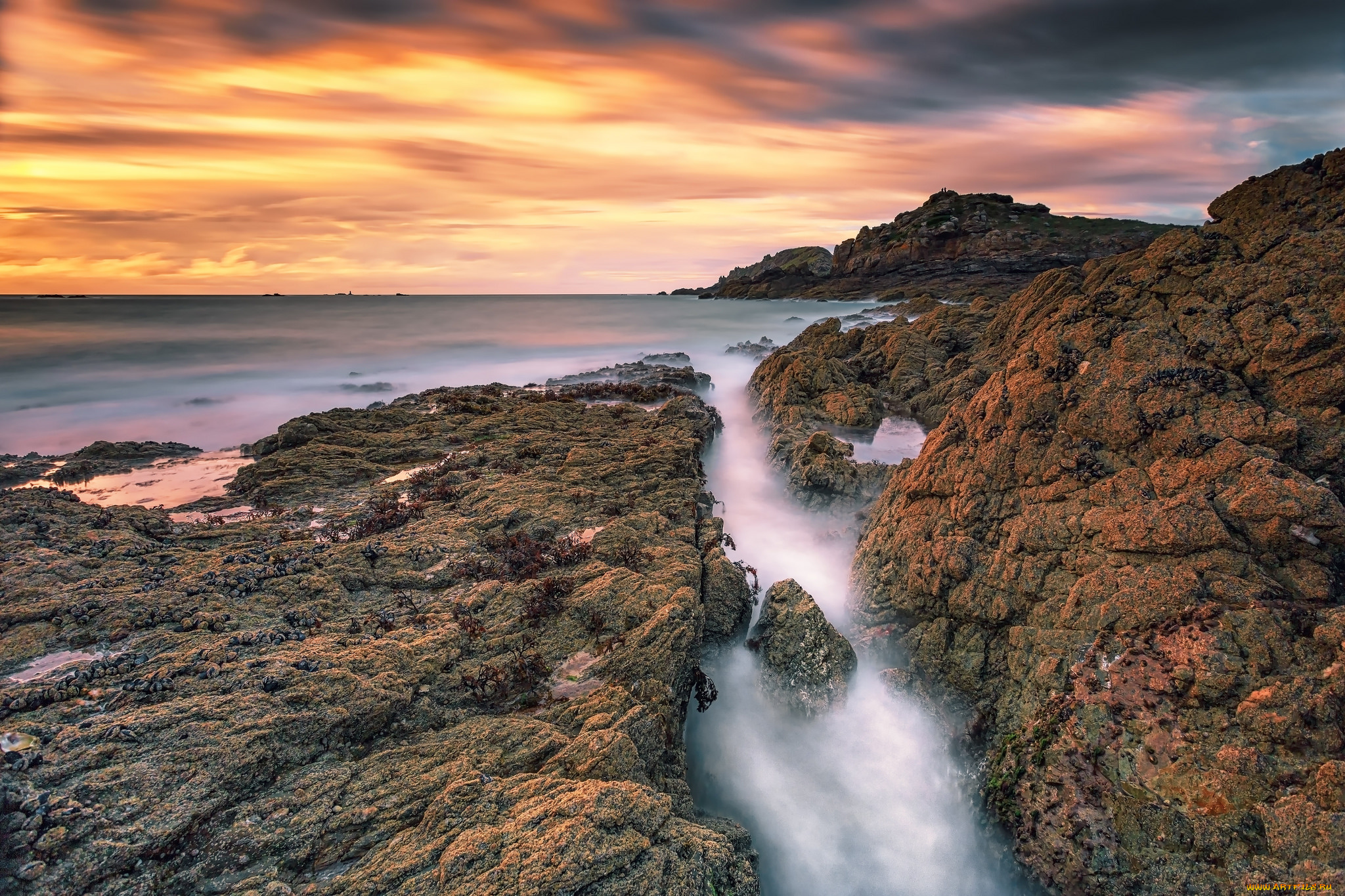 природа, побережье, простор