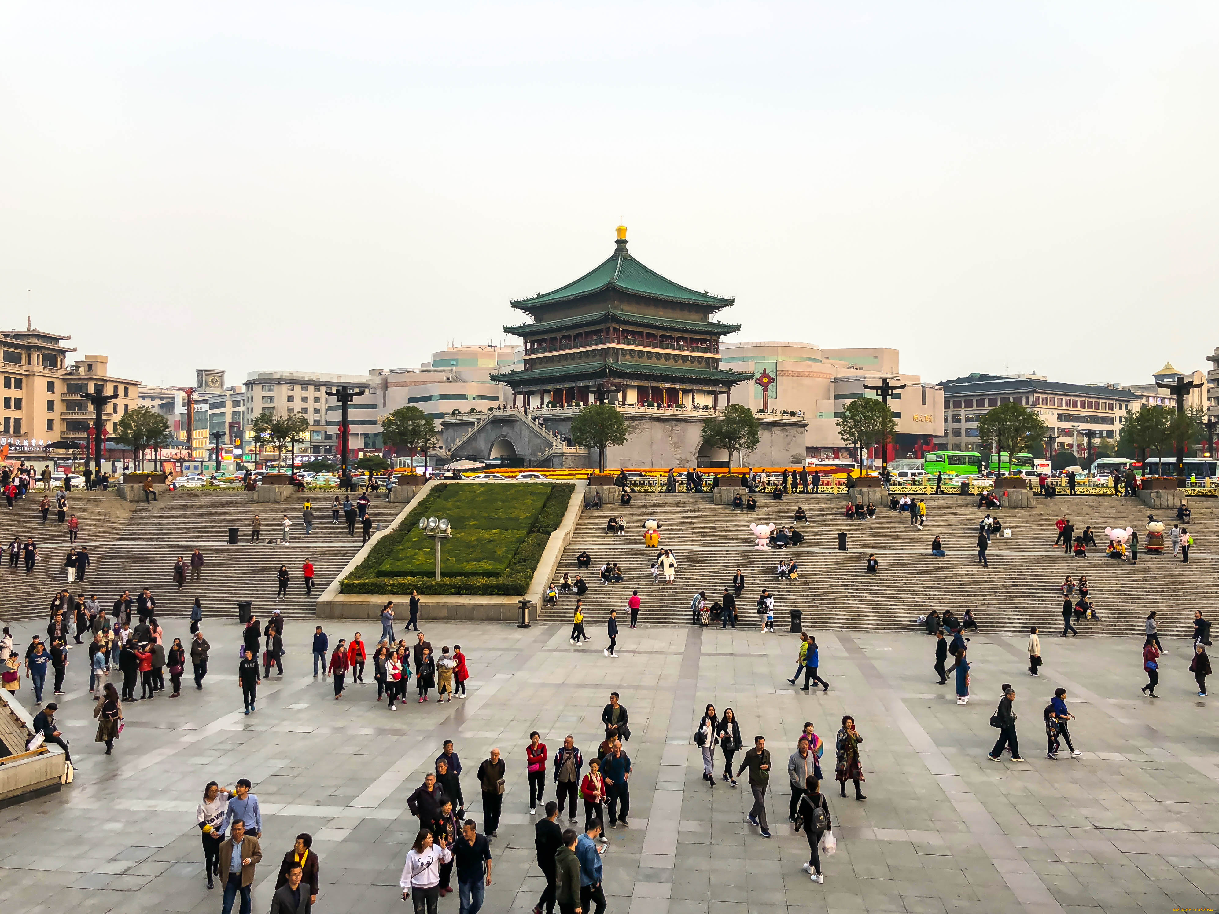 города, -, буддийские, и, другие, храмы, -, буддийские, и, другие, храмы, китай, сиань, достопримечательности, башня, колокольная