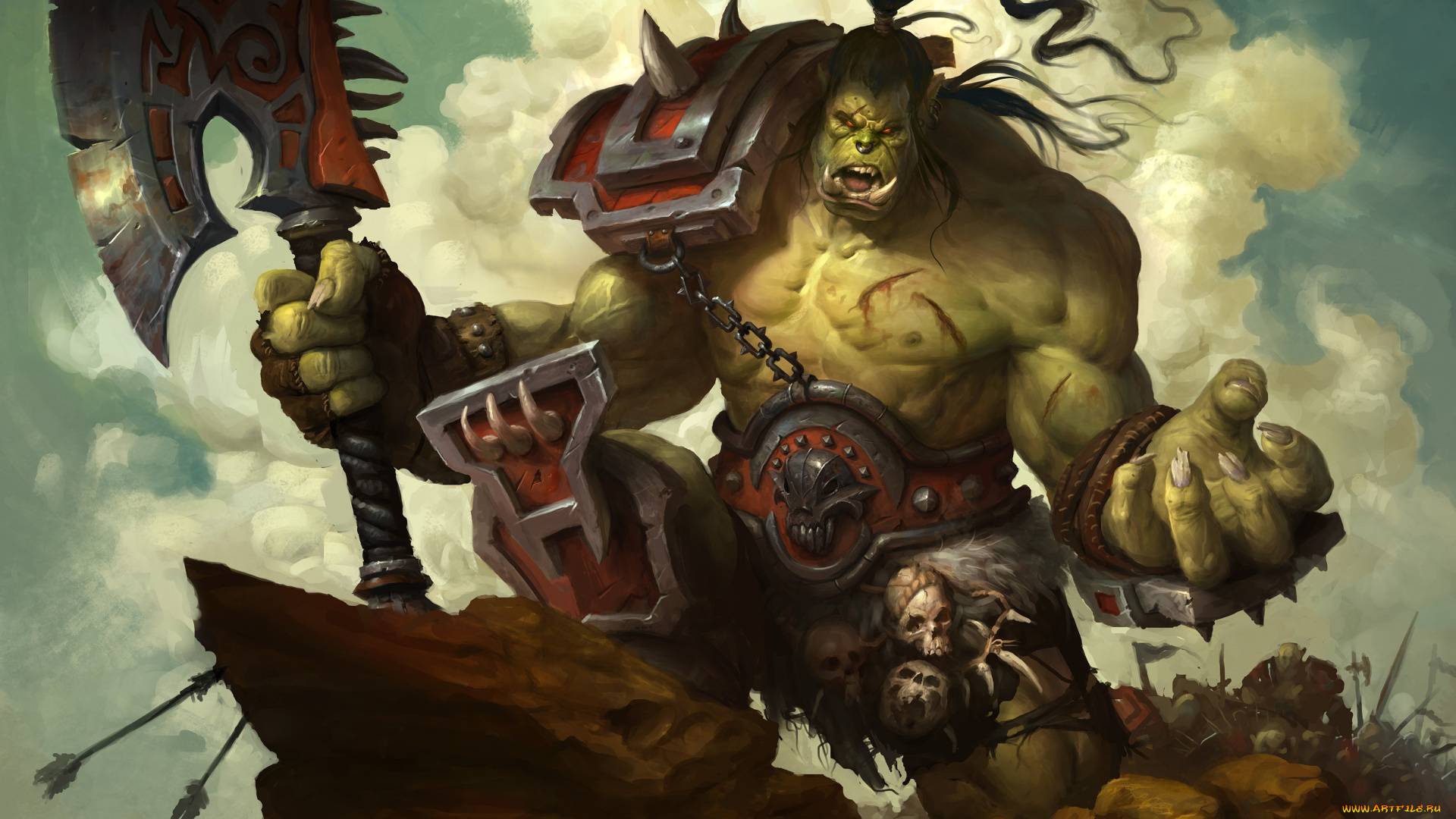 видео, игры, warcraft, ii, , beyond, the, dark, portal, топор, орк, warcraft