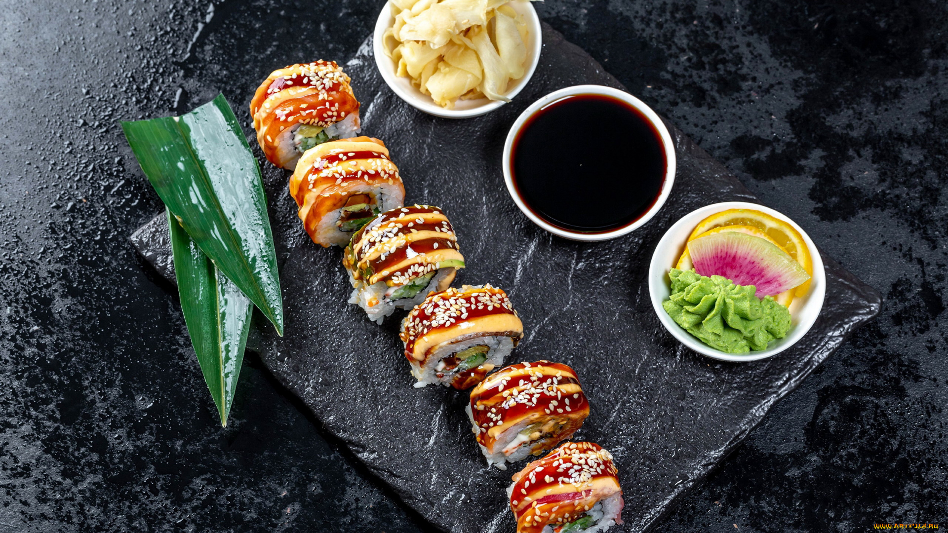 еда, рыба, , морепродукты, , суши, , роллы, имбирь, соус, роллы