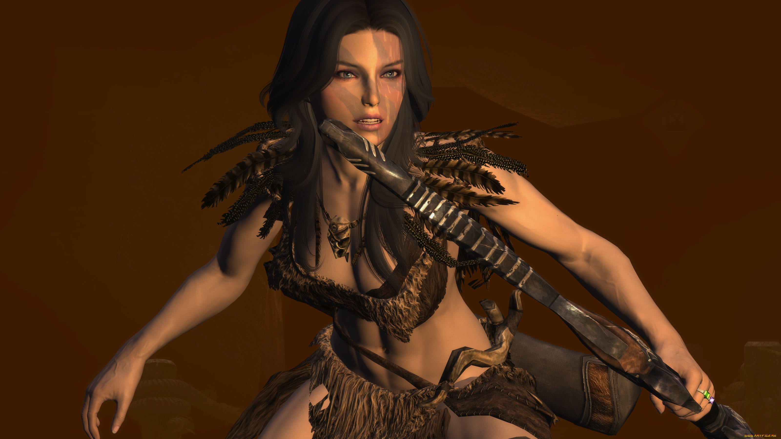 видео, игры, the, elder, scrolls, v, , skyrim, девушка, лук