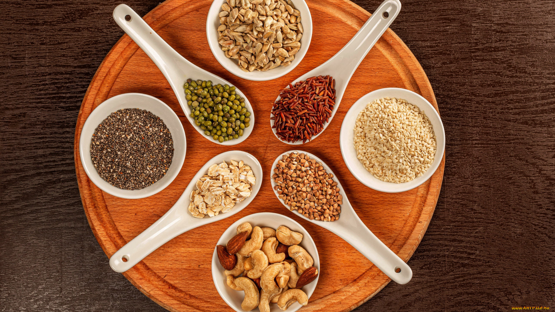 еда, разное, орехи, хлопья, гречка