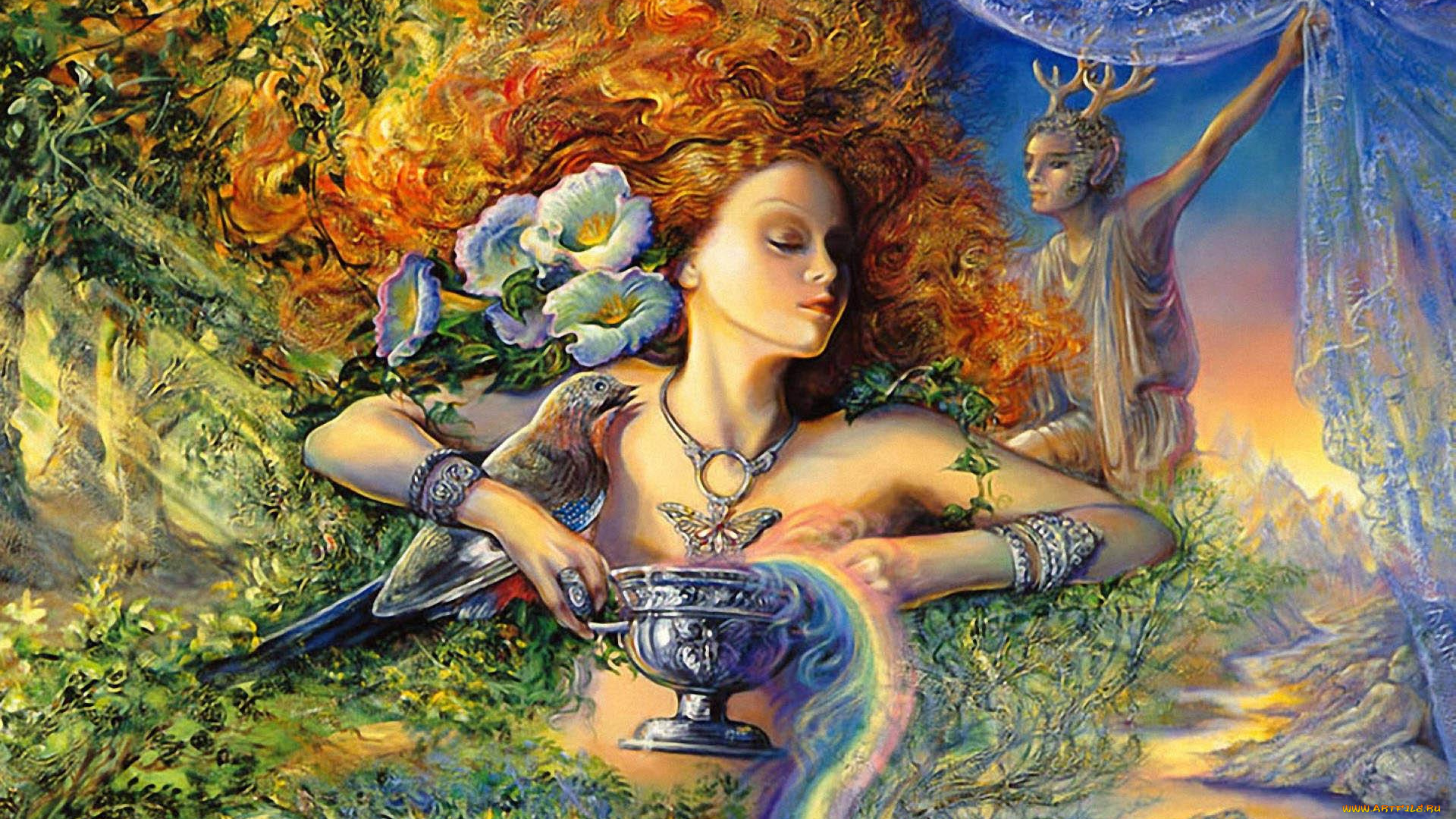 josephine, wall, фэнтези, существа, девушка, чаша, существо