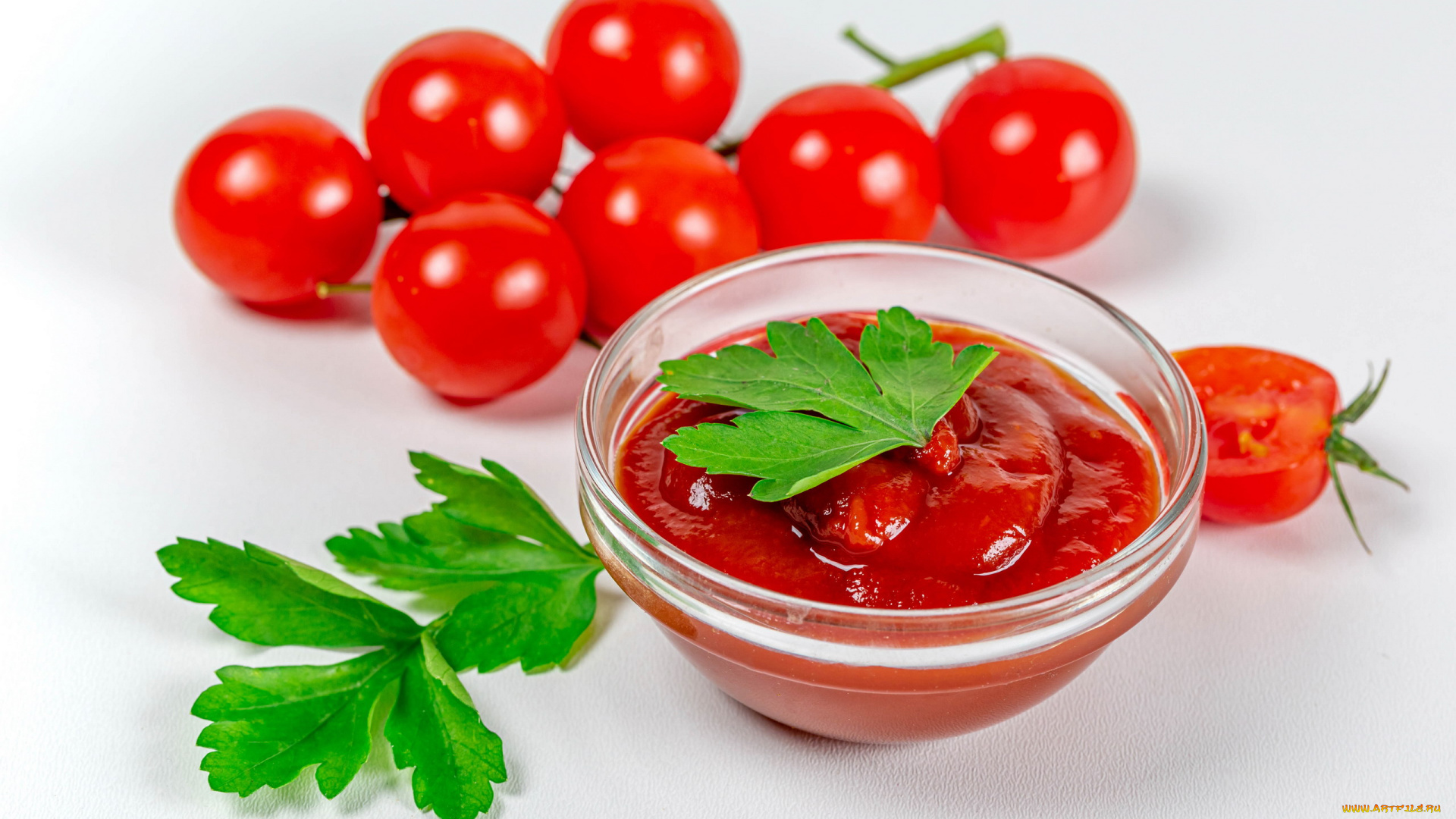 еда, помидоры, петрушка, соус, томатный
