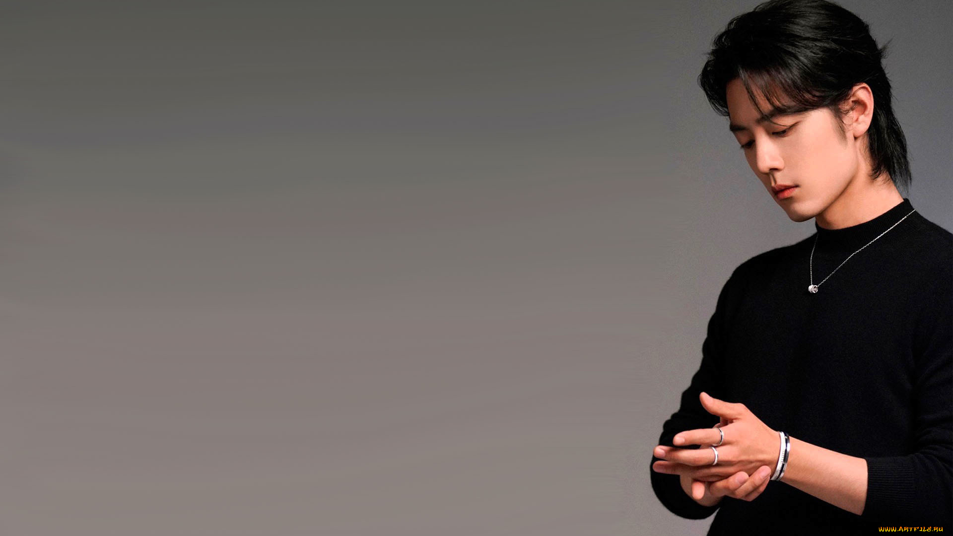 мужчины, xiao, zhan, актер, свитер, украшения