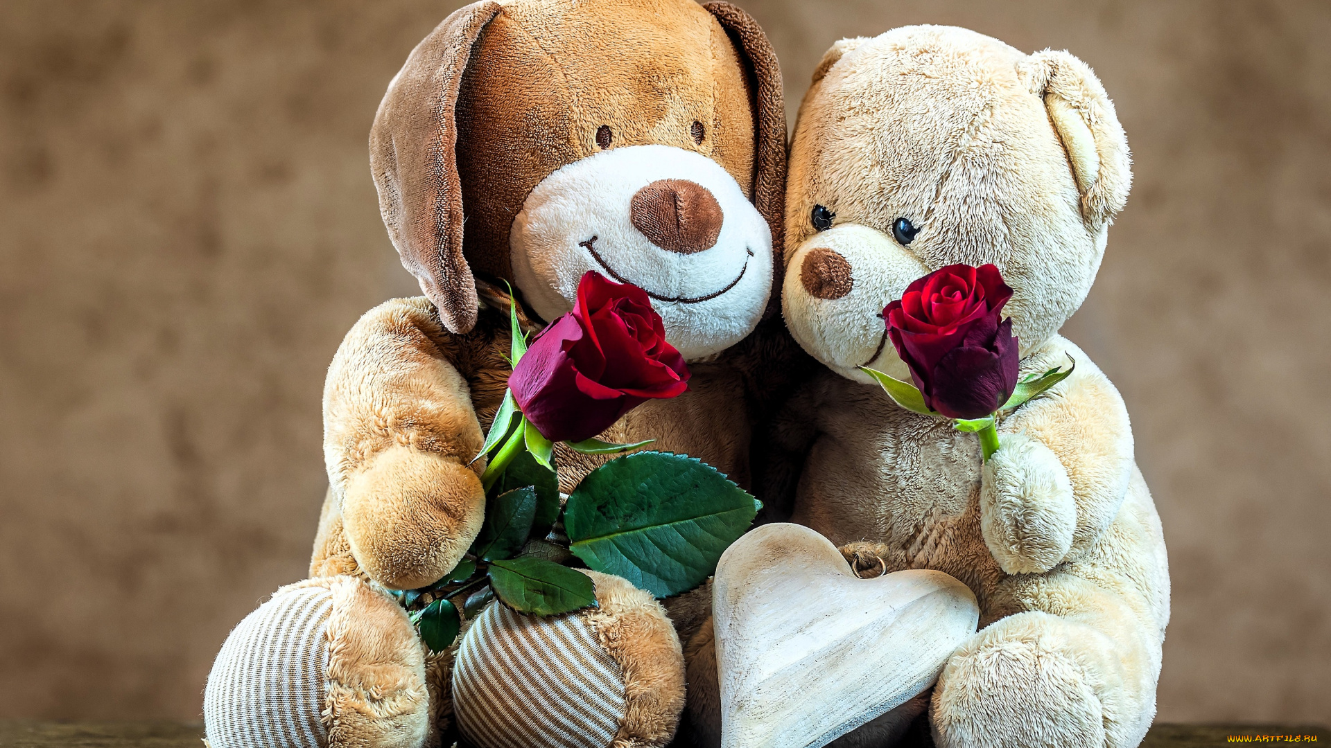 праздничные, мягкие, игрушки, мишики, пара, розы