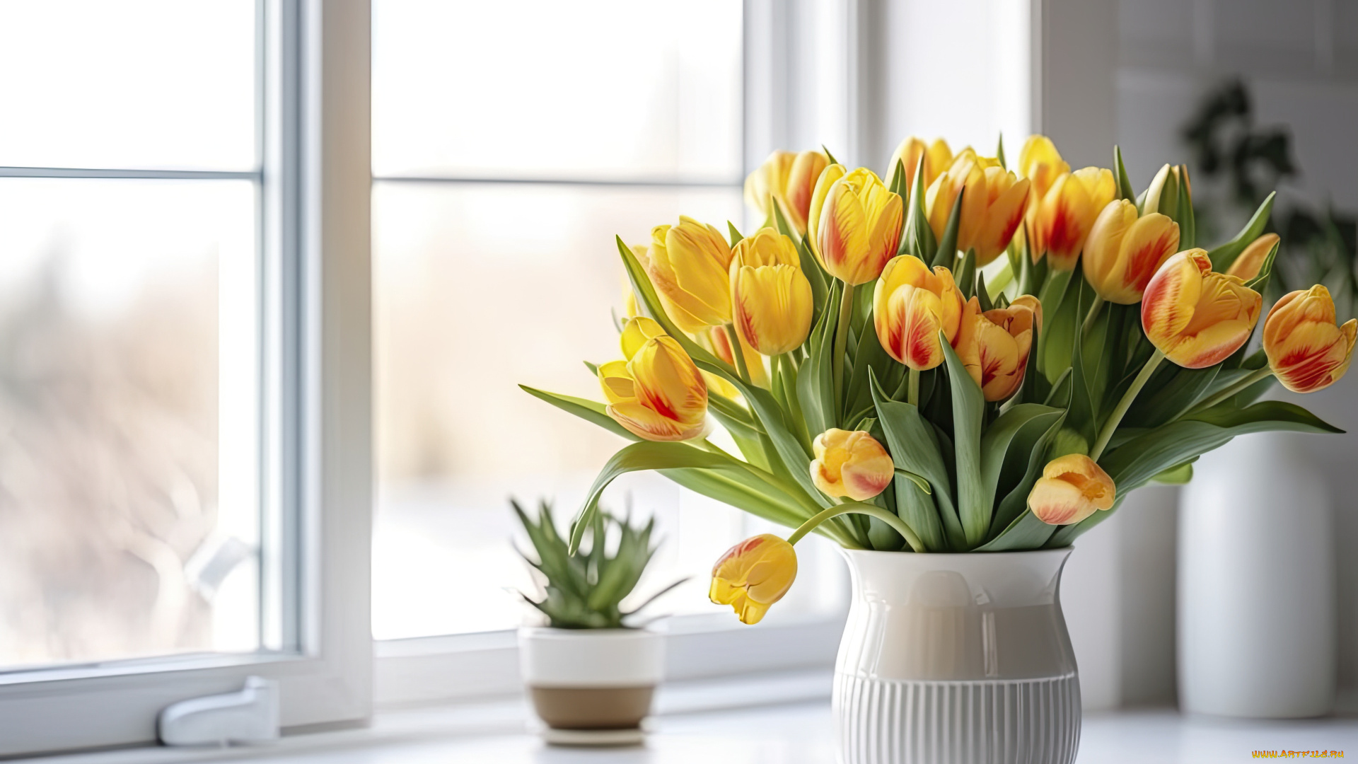 разное, компьютерный, дизайн, цветы, букет, весна, тюльпаны, ии-арт, нейросеть