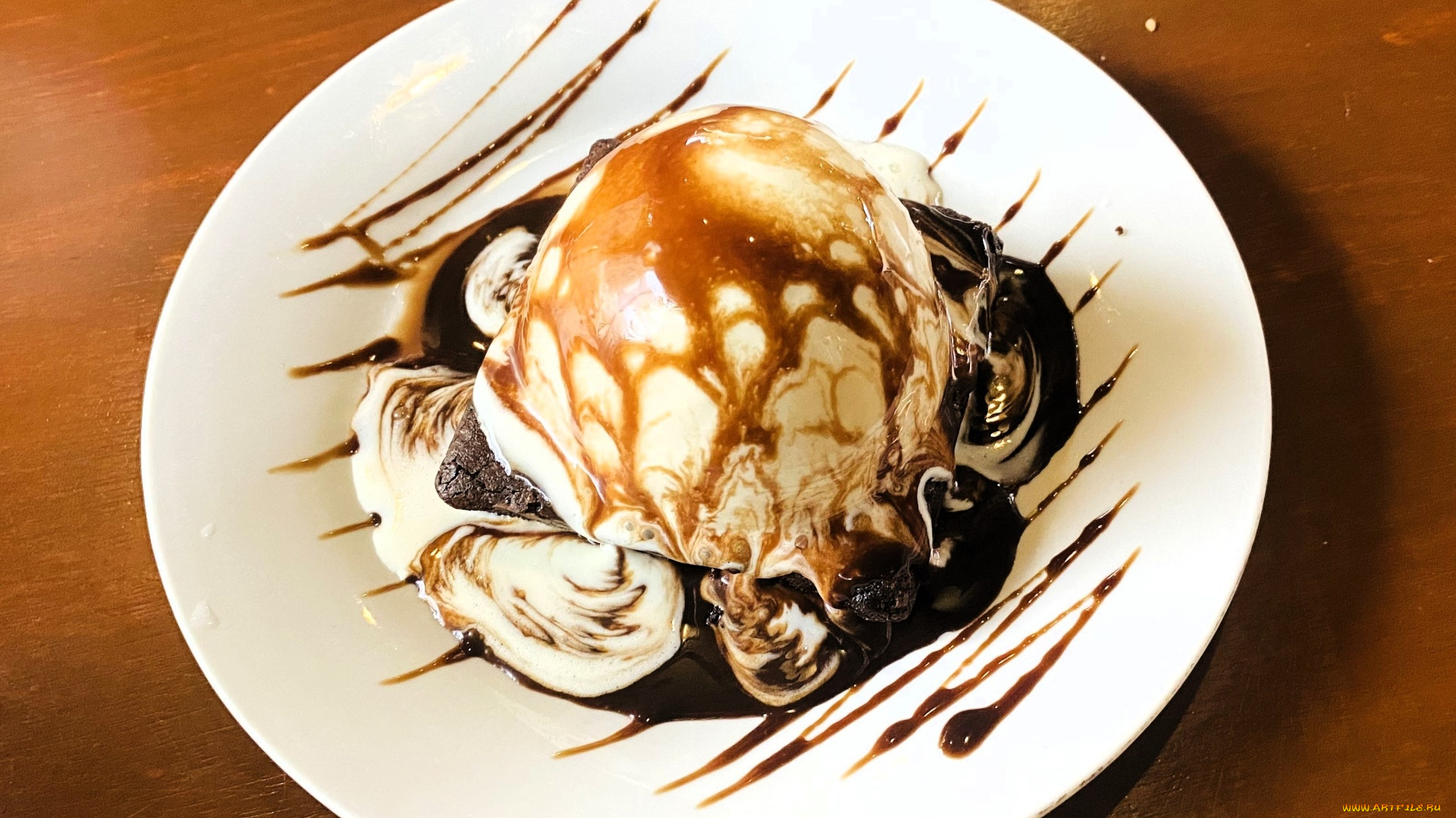 еда, мороженое, , десерты, ванильное, шоколадный, сироп