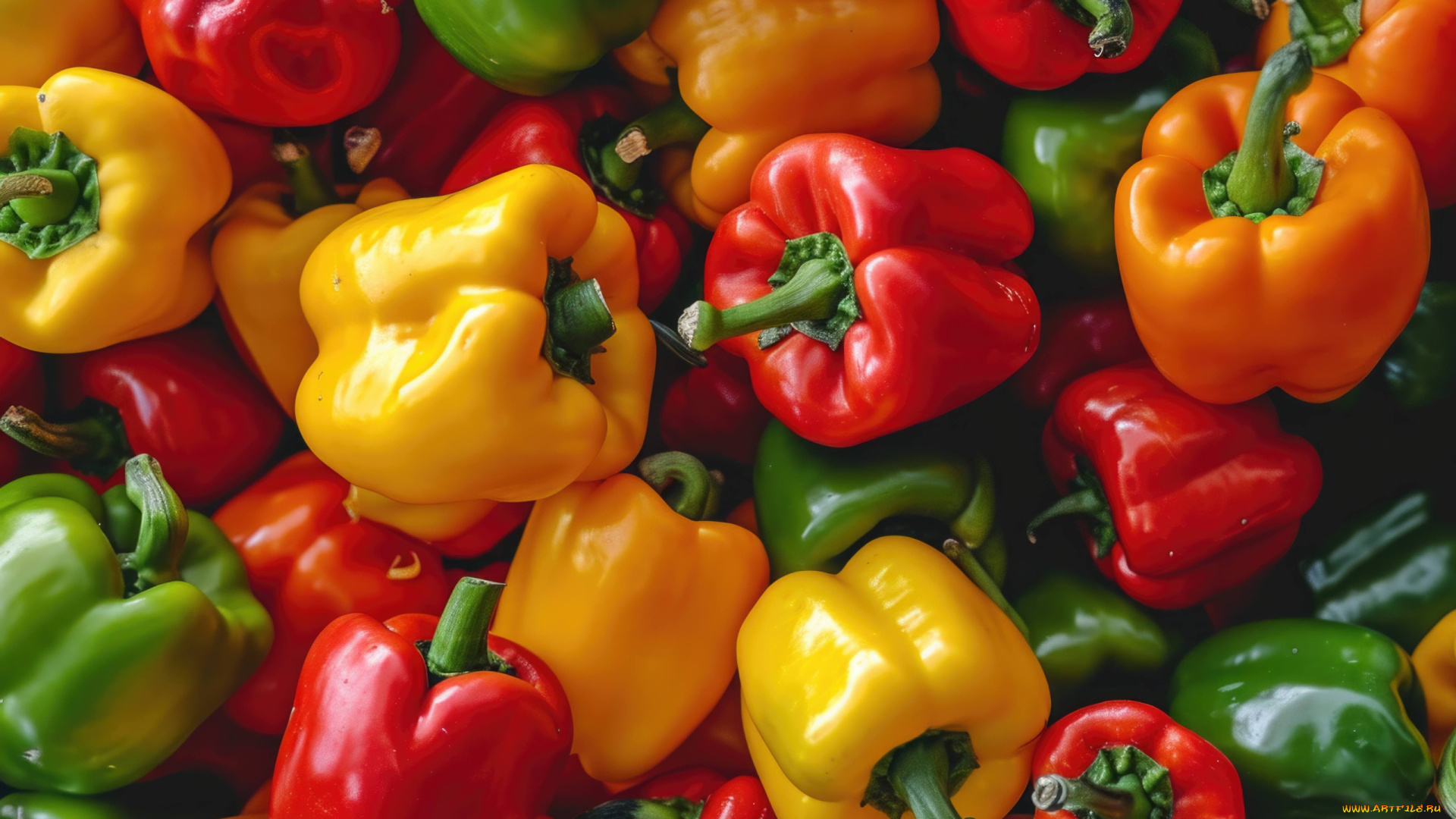 еда, перец, ассорти, желтый, красный, зеленый