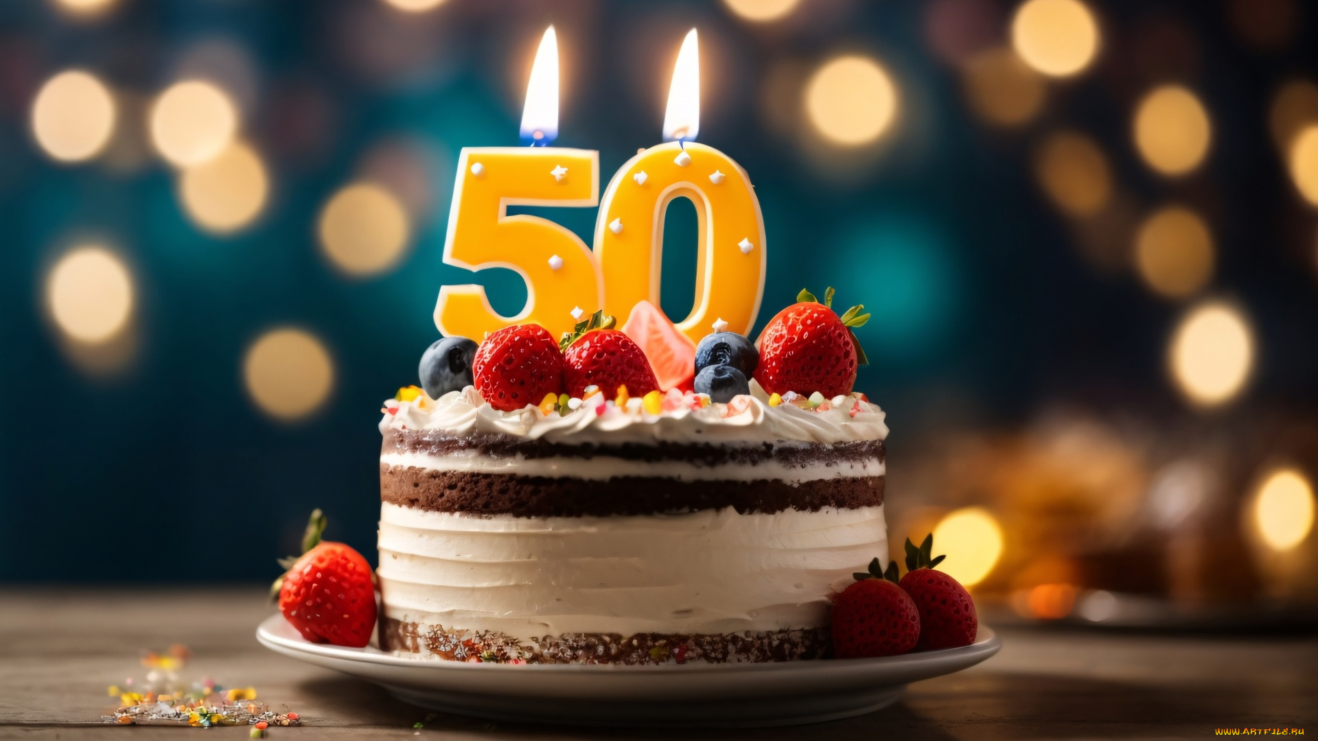 праздничные, день, рождения, торт, свечи