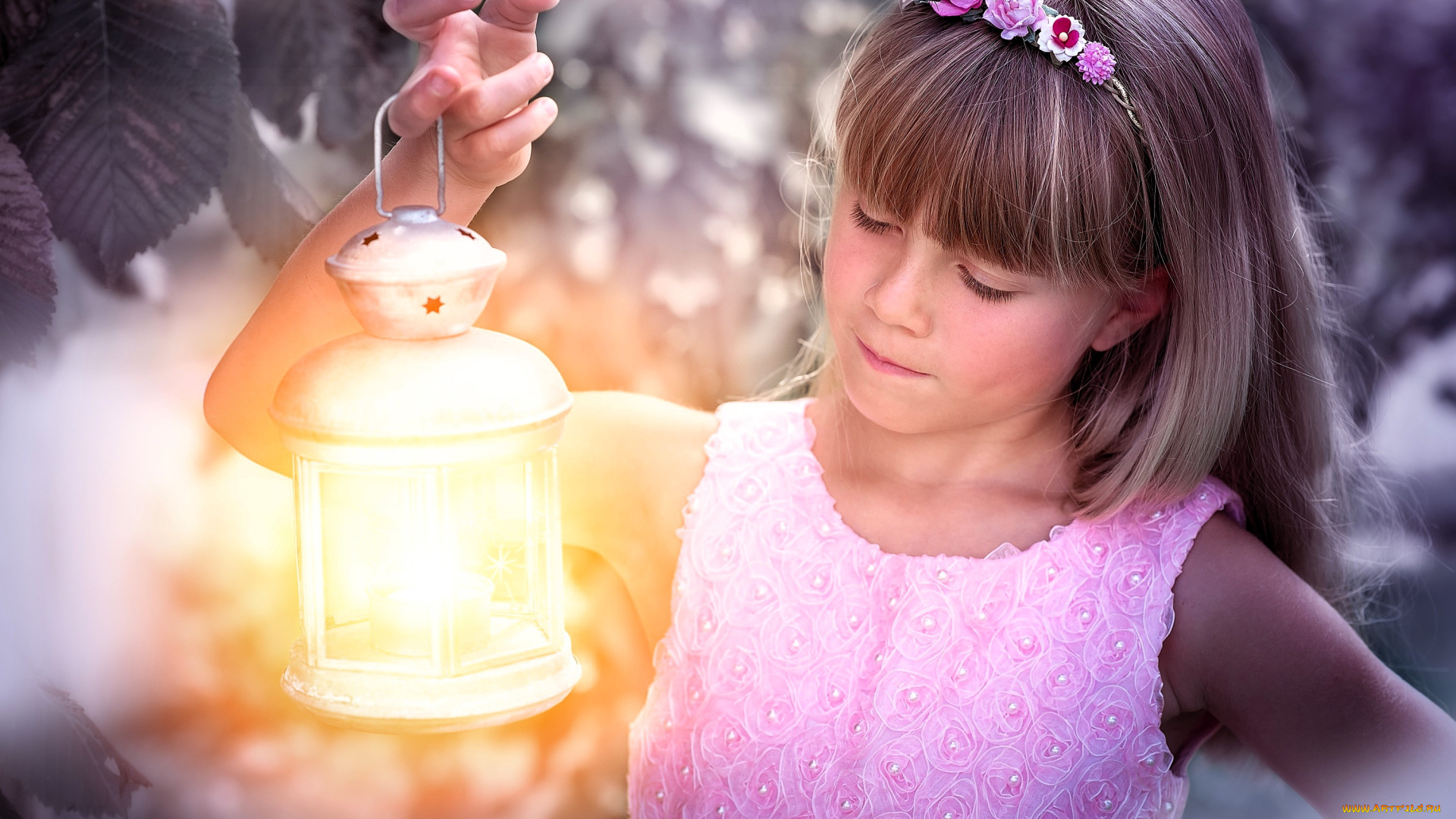 разное, дети, девочка, платье, фонарь, венок