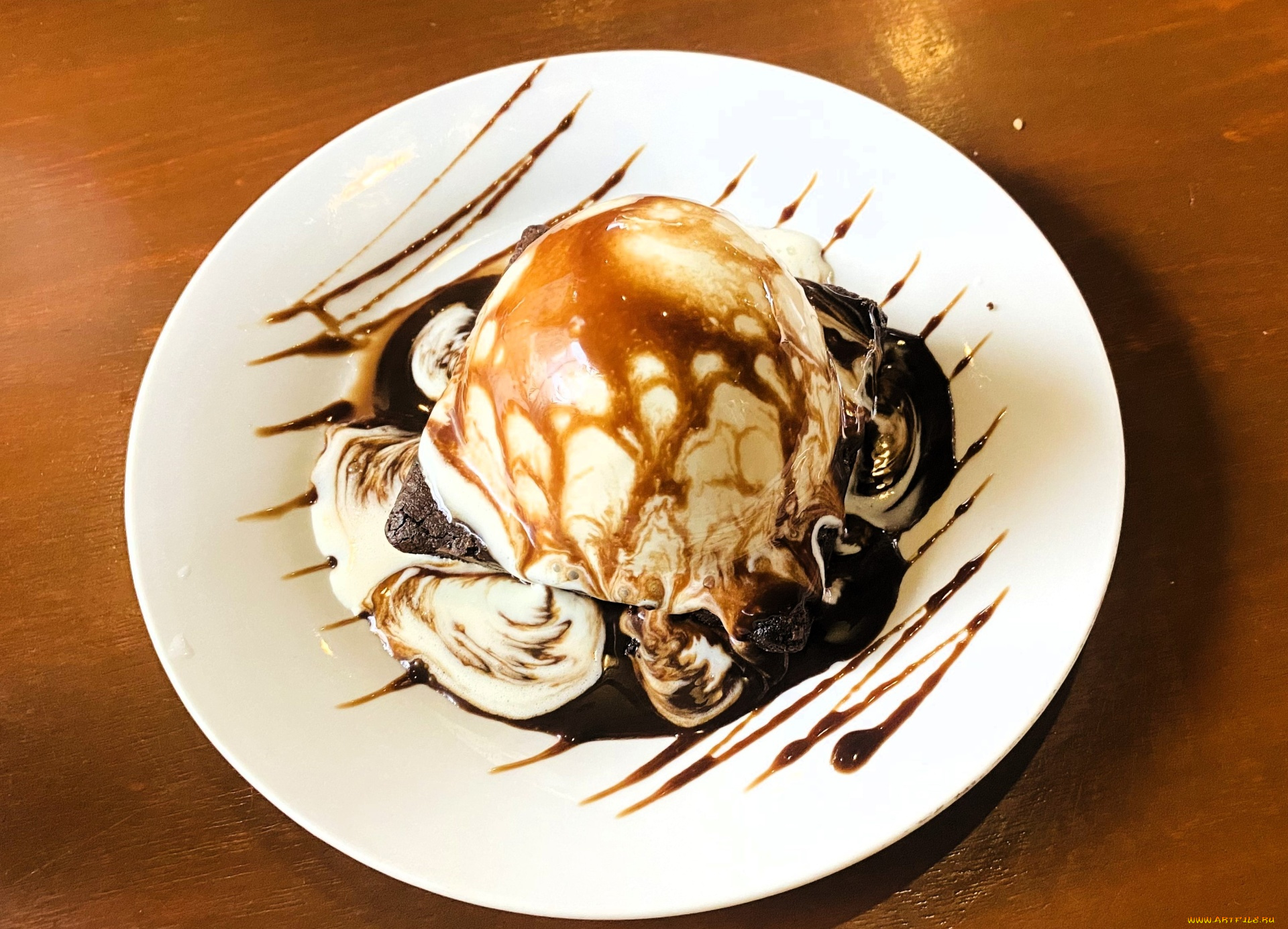 еда, мороженое, , десерты, ванильное, шоколадный, сироп