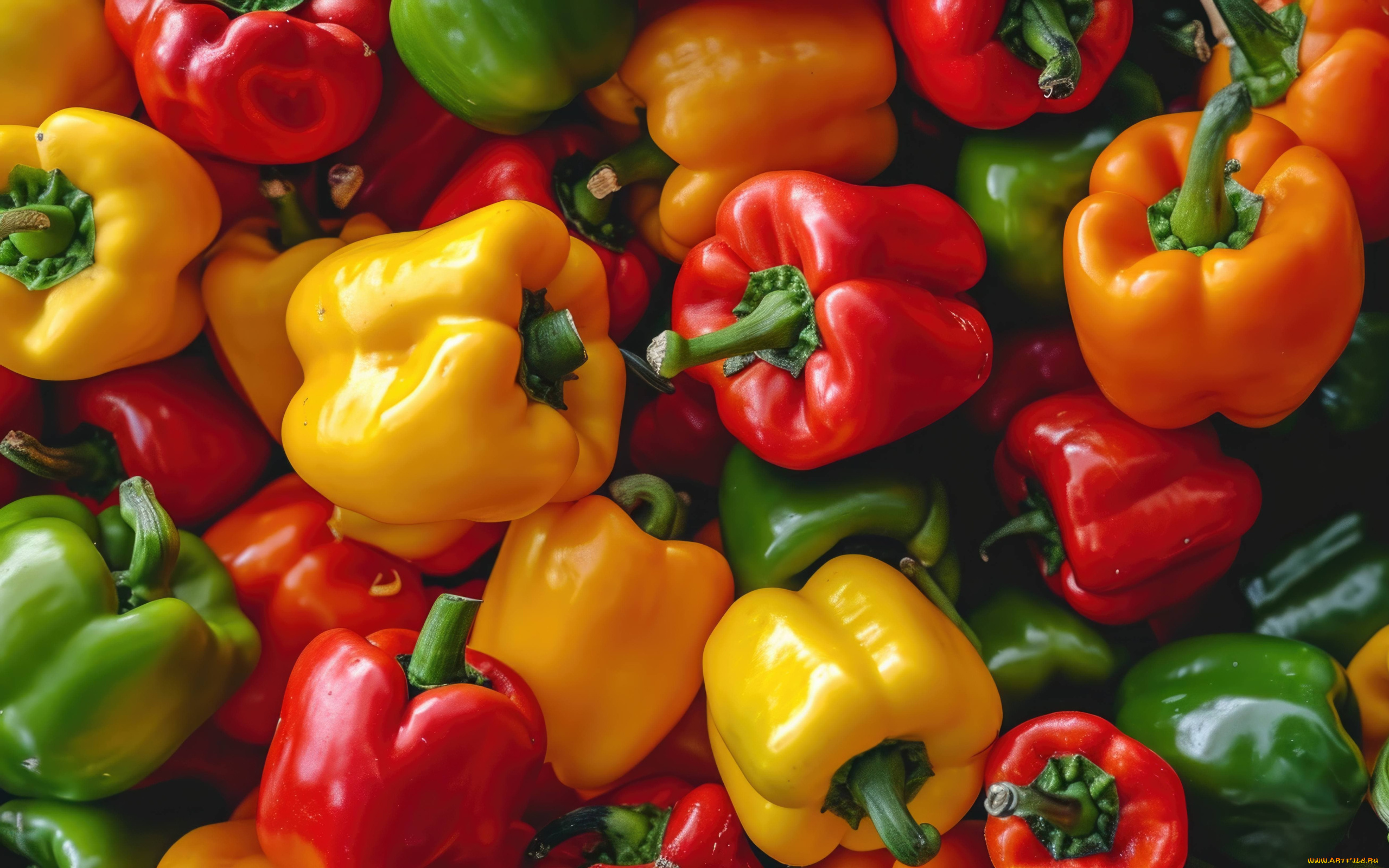 еда, перец, ассорти, желтый, красный, зеленый