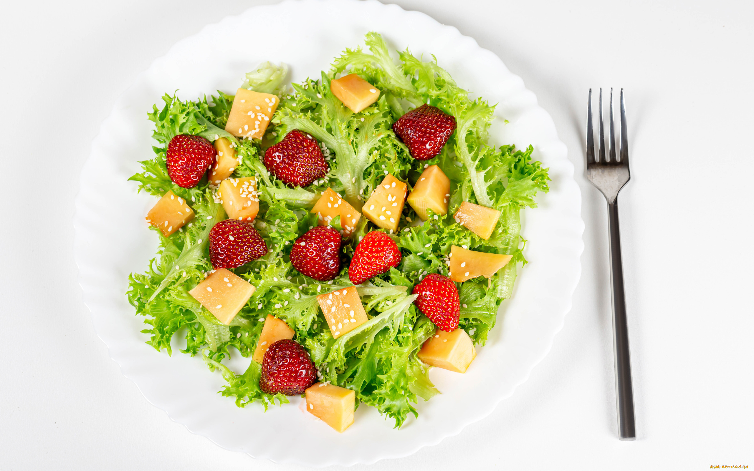 еда, салаты, , закуски, кунжут, салат, сыр, клубника