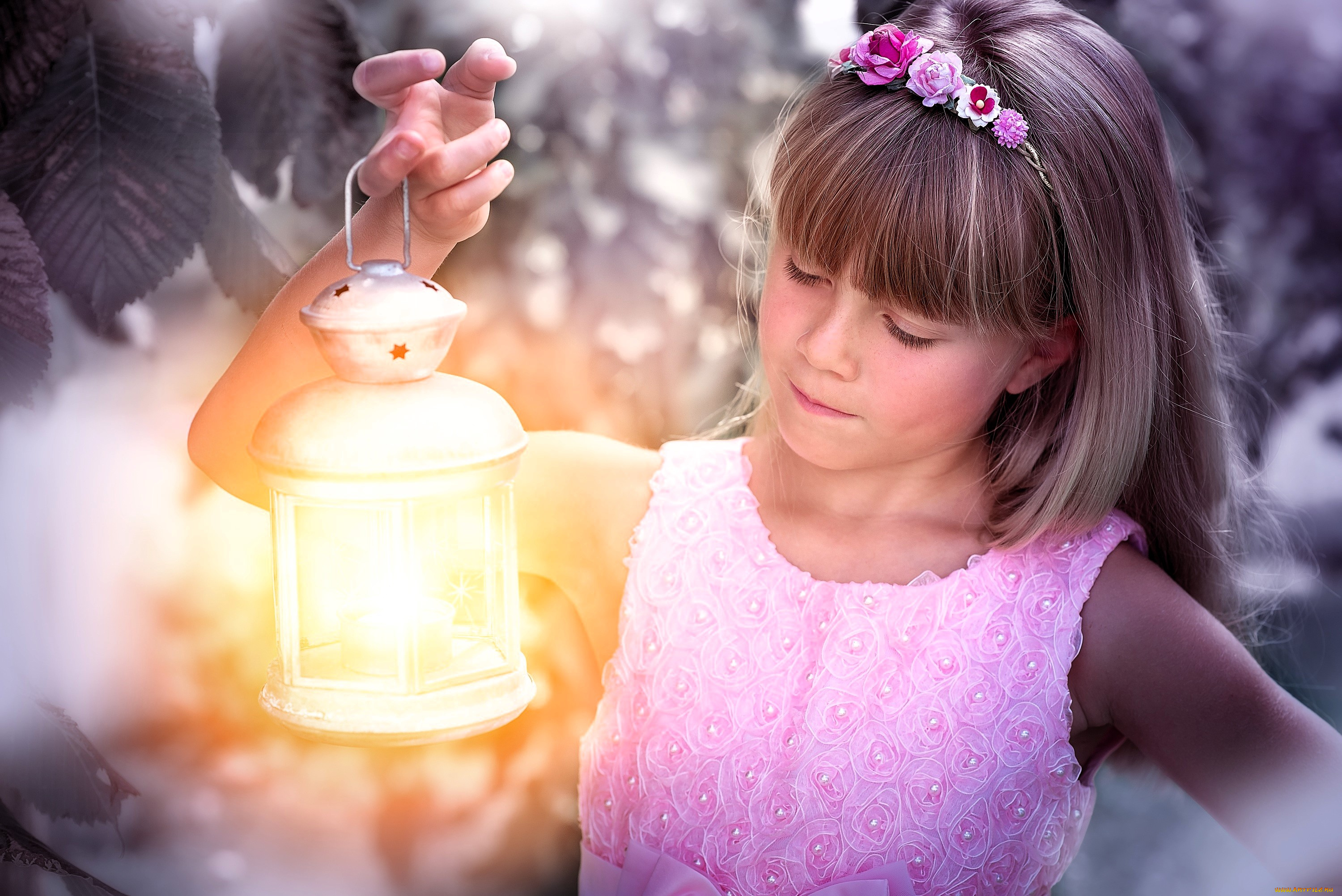 разное, дети, девочка, платье, фонарь, венок