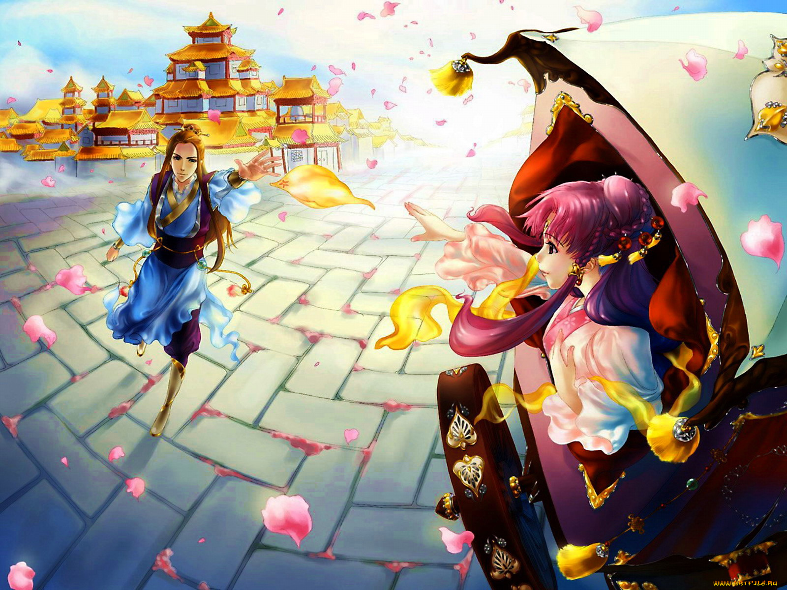 the, city, of, flying, flowers, рисованные, люди