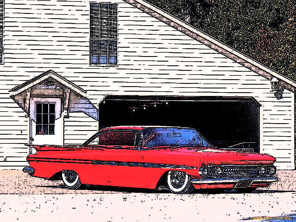 автомобили, рисованные