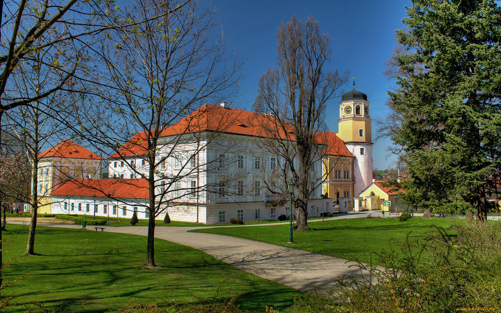 города, дворцы, замки, крепости, замок, дорожки, деревья