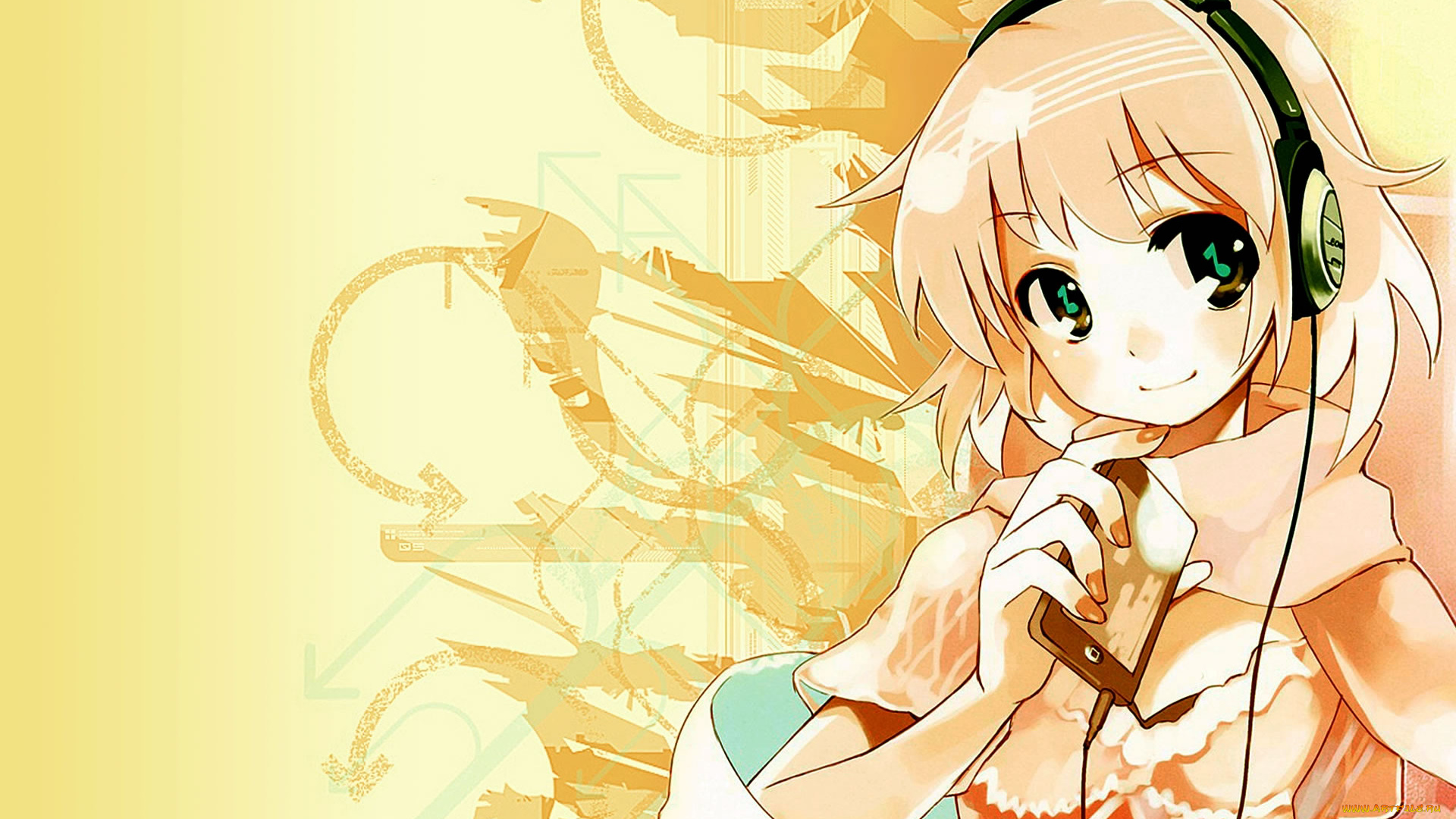 аниме, headphones, instrumental, девушка