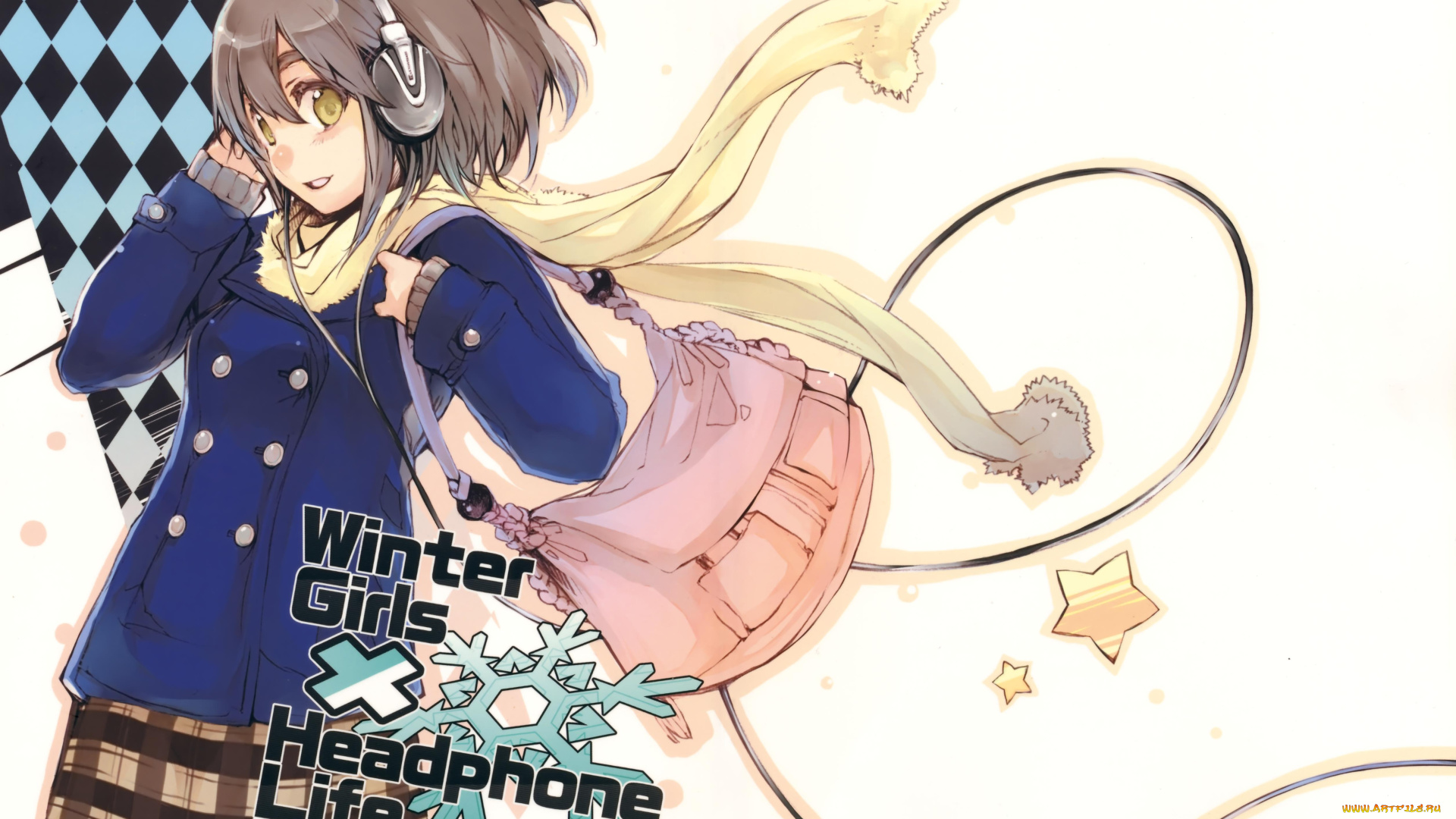 girls, аниме, headphones, instrumental, короткие, волосы, девушка
