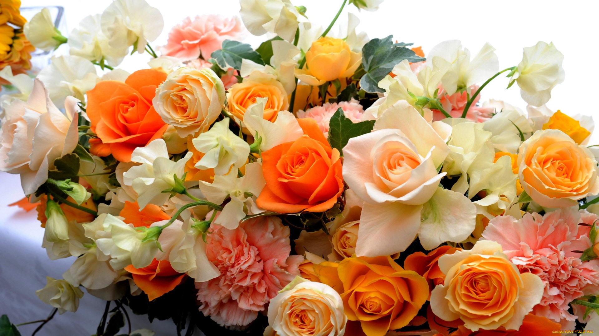 цветы, букеты, композиции, розы, гвоздики, красота