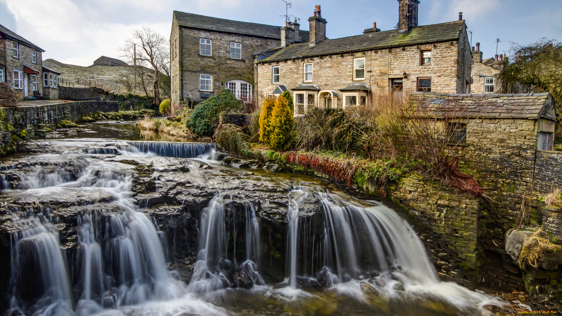 hawes, north, yorkshire, england, города, улицы, площади, набережные, здания, каскад, река, англия, йоркшир