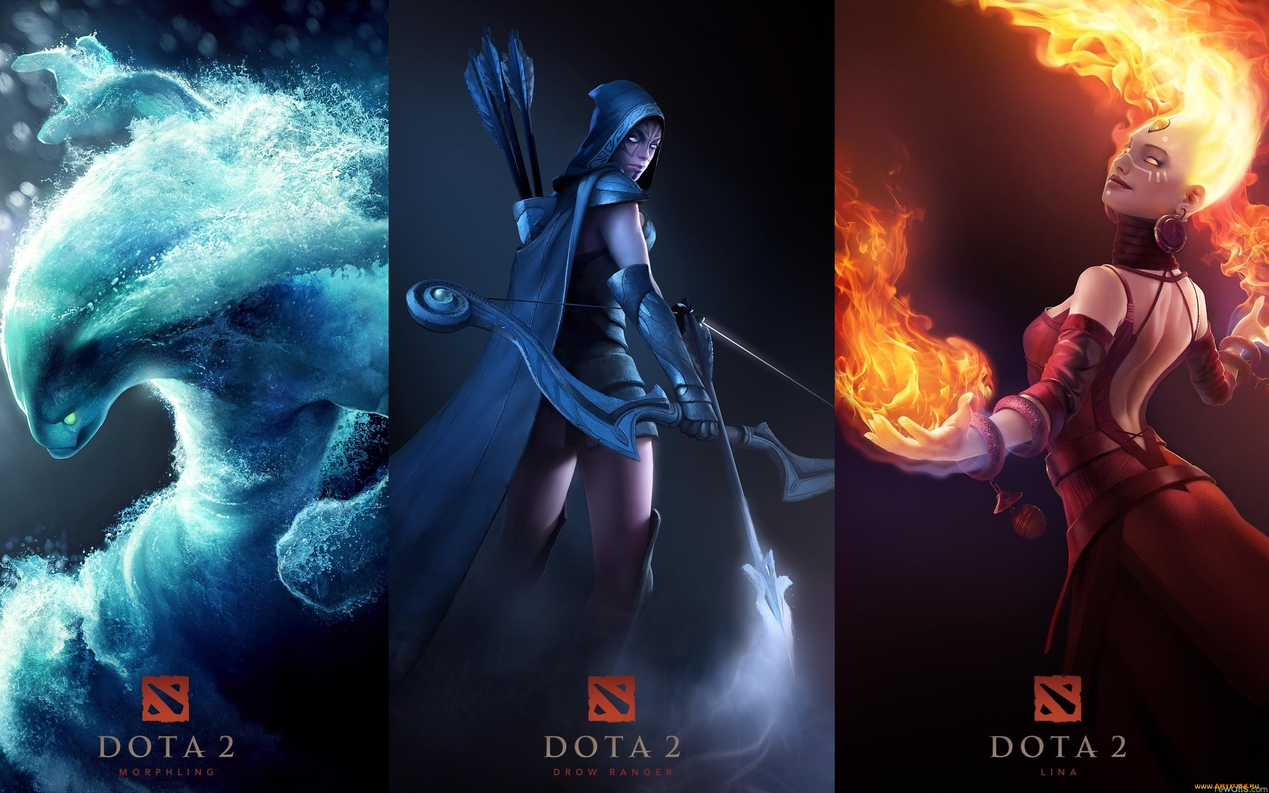 dota, видео, игры, traxex, ranger, drow, inverse, lina, morphling