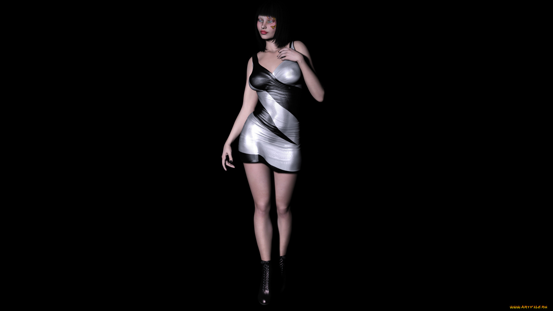 3д, графика, people, , люди, взгляд, девушка, фон, платье