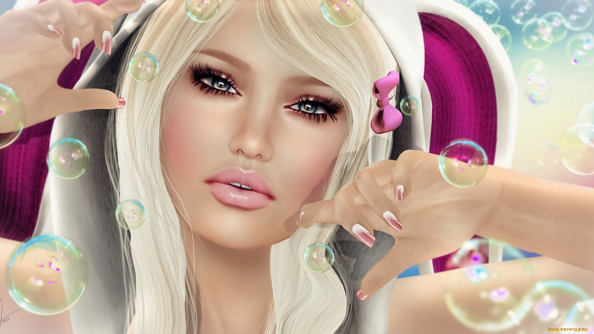 3д, графика, portraits, , портрет, блондинка