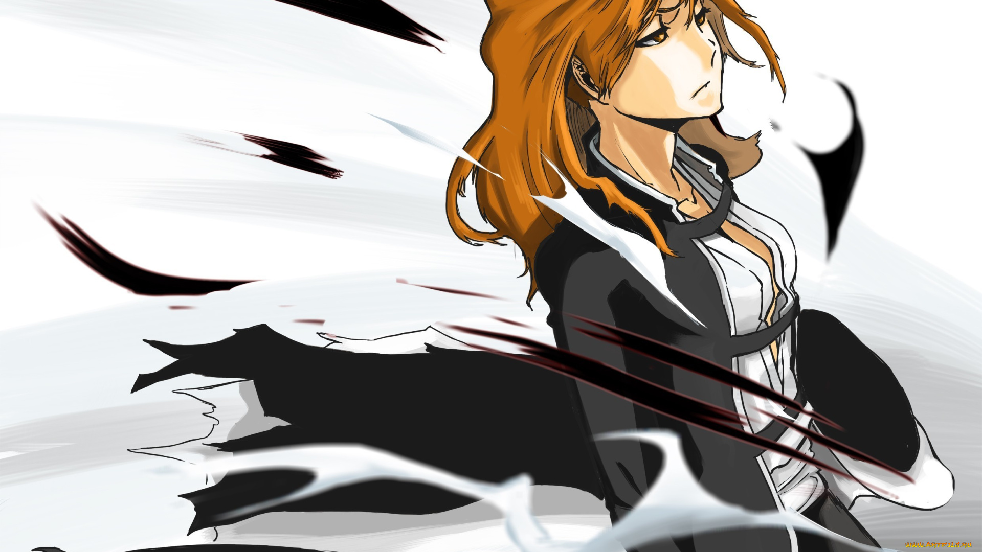 аниме, bleach, блич, девушка, арт, белый, фон