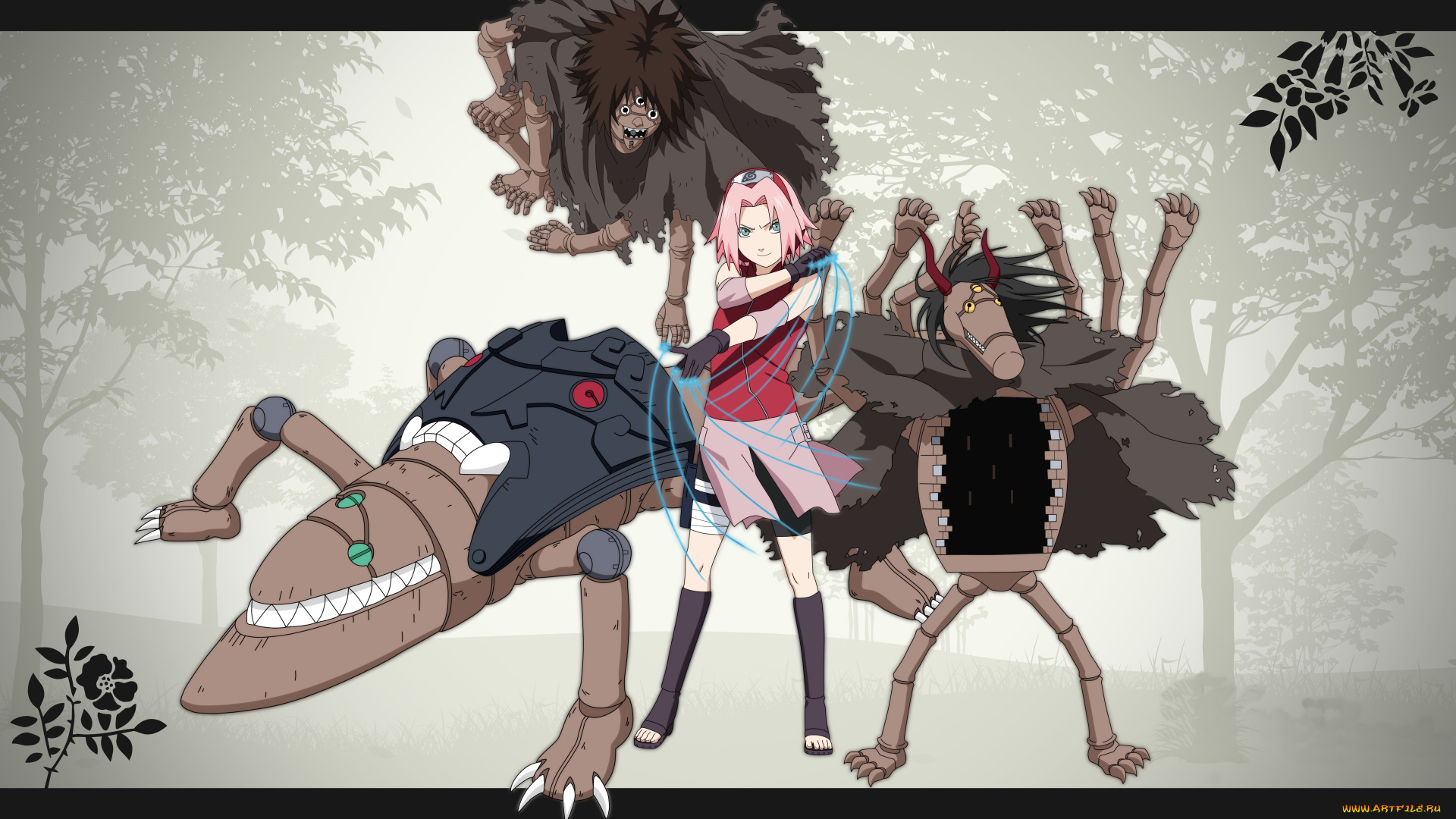 аниме, naruto, чакра, кукольник, сакура, куклы