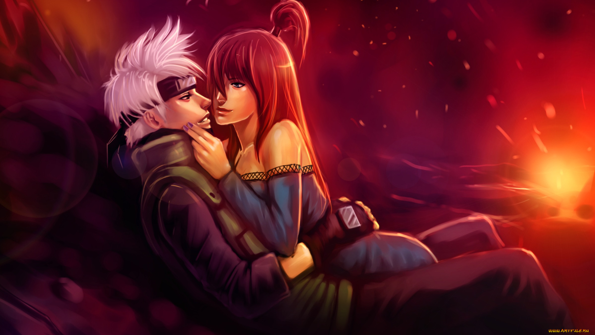 аниме, naruto, девушка, двое, каге, хатаке, какаши