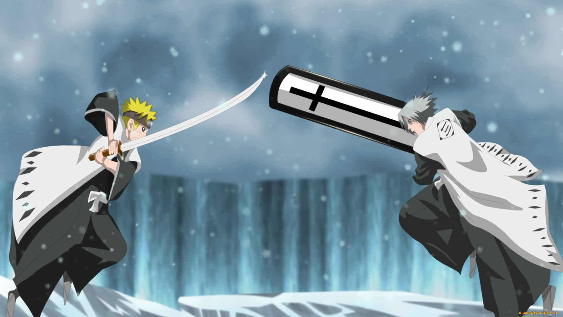 аниме, *unknown, , другое, наруто, блич, бой, арт, мечи, оружие